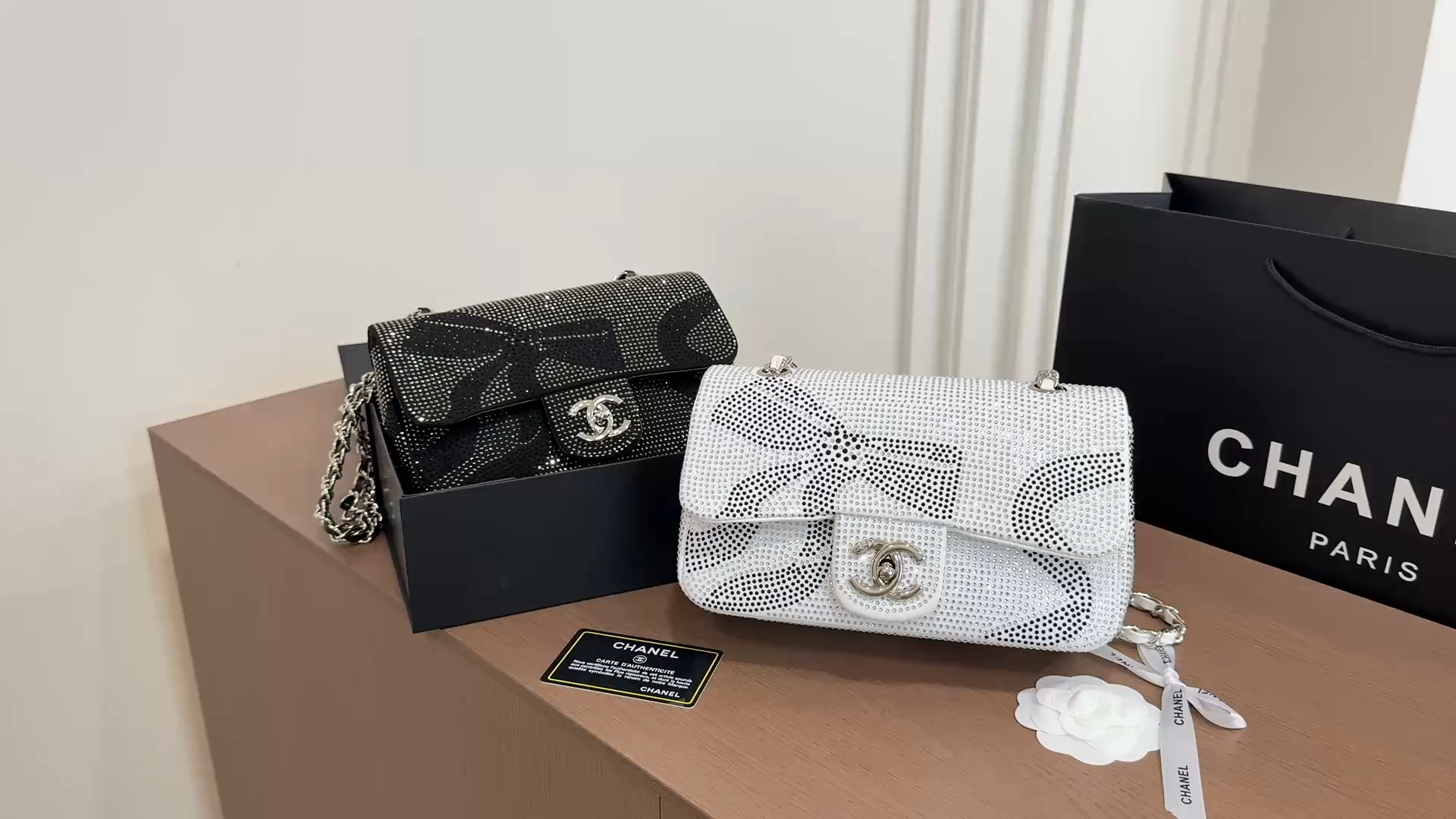 Chanel Crystal-Embellished Camellia Flap Bag