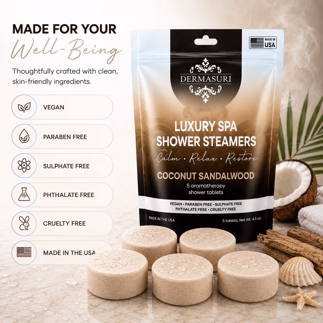Dermasuri  Coconut Sandalwood Shower Steamers Aromatherapy Tablets