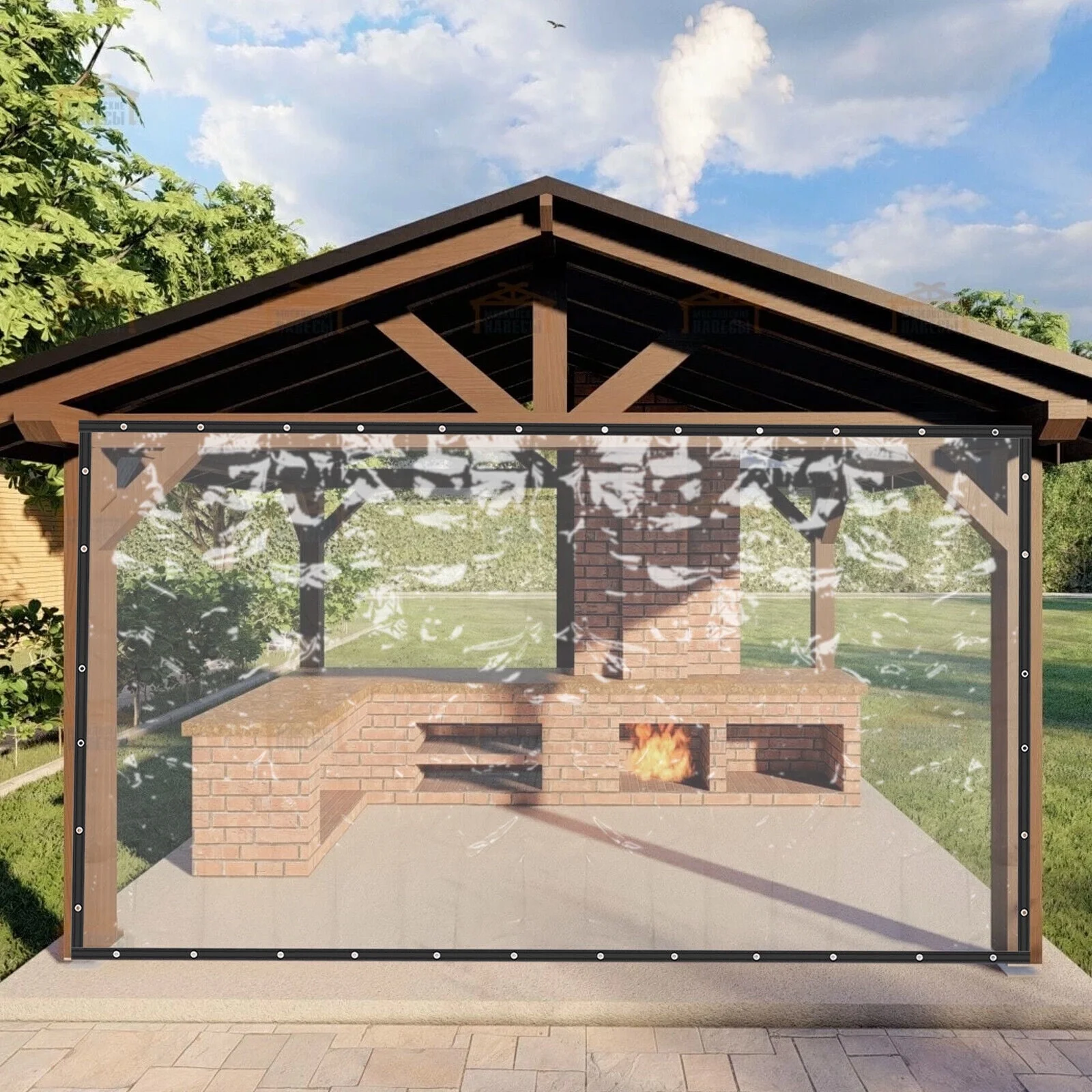 Clear Outdoor Clear PVC Tarp Curtain, Waterproof, Tear-Resistant, 8x16ft for Patios, Decks, Balconies, and Commercial Use
