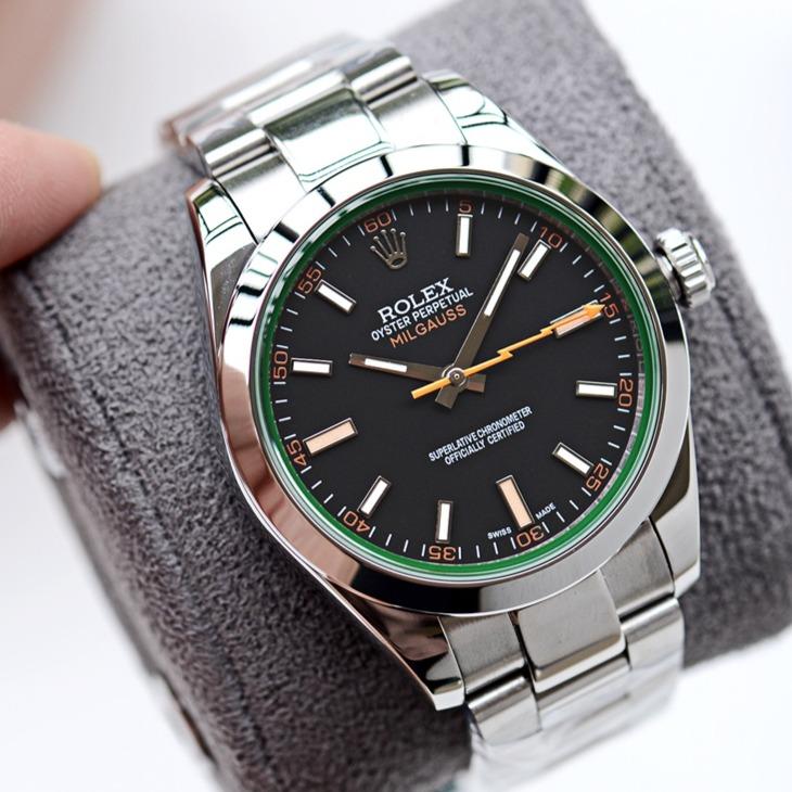 Rolex Watch MILGAUSS STAINLESS STEEL BLACK BLUE ORANGE DIAL