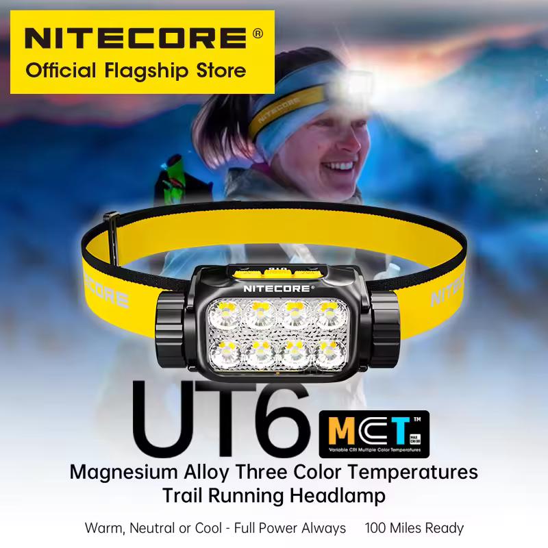 NITECORE UT6 Trail Running Headlamp 1600 Lumens Warm Neutral White Light Outdoor Headlight for 100 Miles with 4000mAh Battery