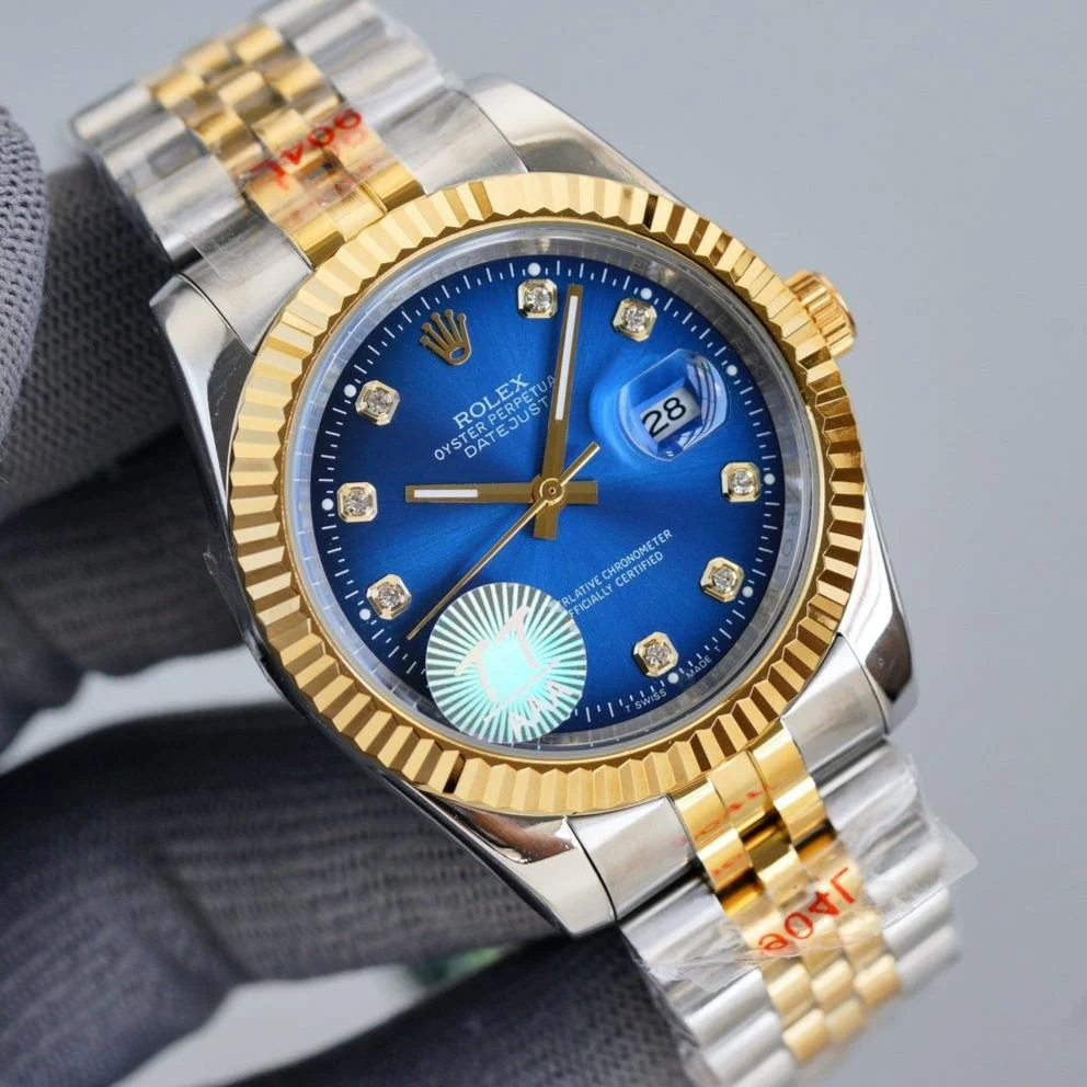 Rolex Watch DATEJUST 41MM TWO TONE BLUE DIAL DIAMOND NUMERALS Watch