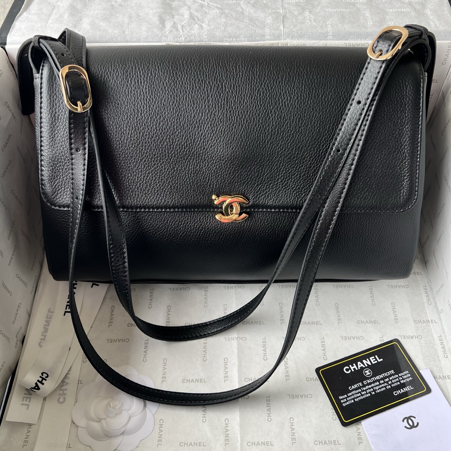 Chanel Style Caviar Leather Large Flap Bag
