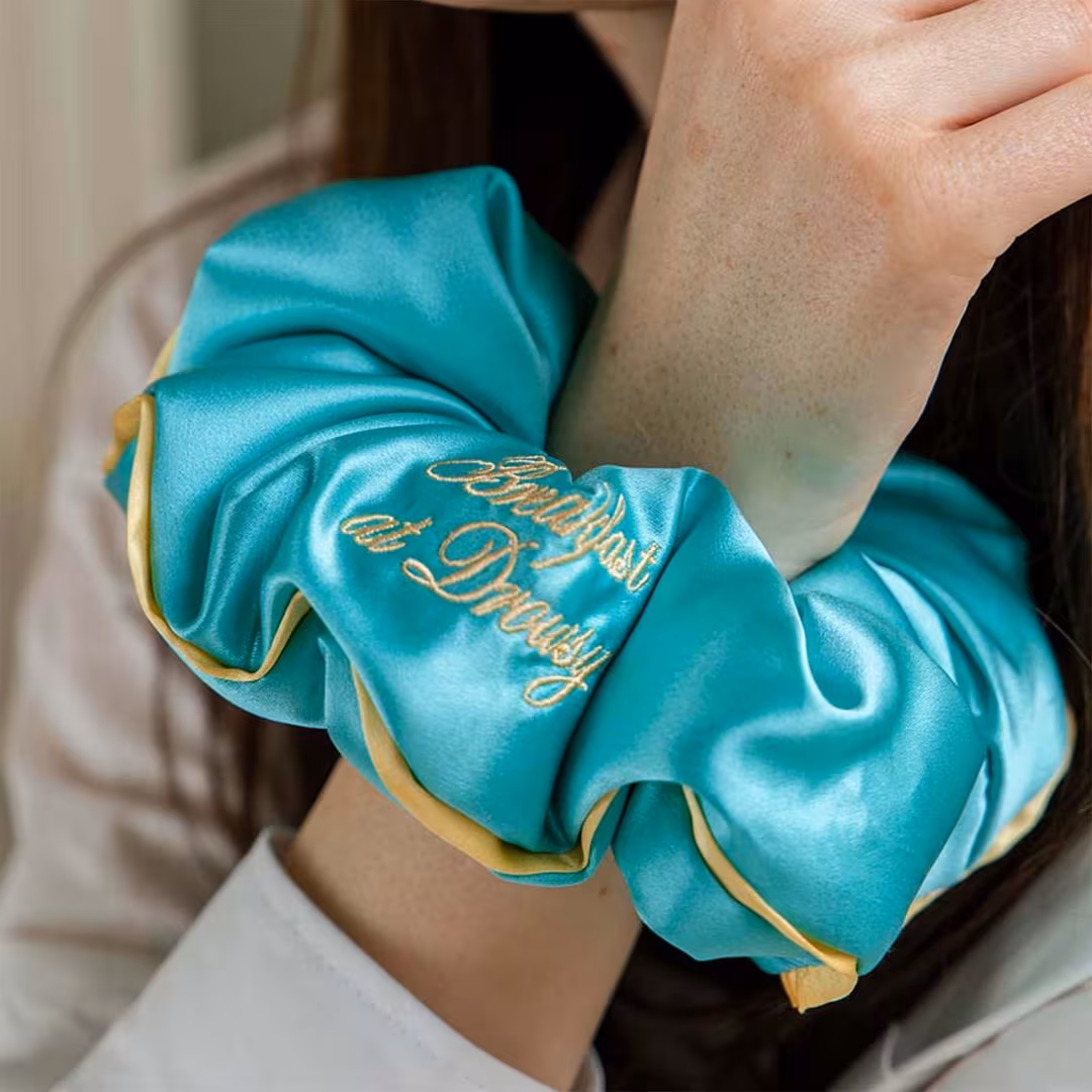 Drowsy  Breakfast at Drowsy Turquoise XXL Padded Scrunchie