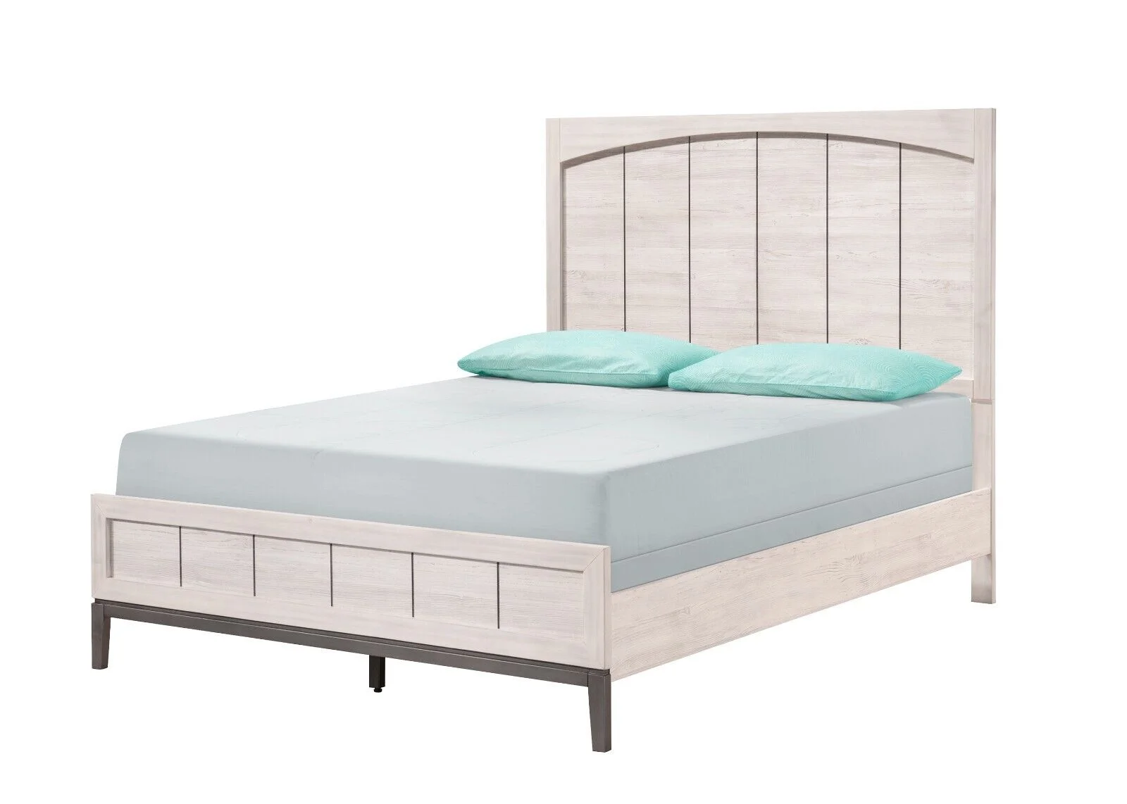 3Pc Unique Design Bedroom Set Beige Finish Queen Size Bed Nightstands Solid Wood
