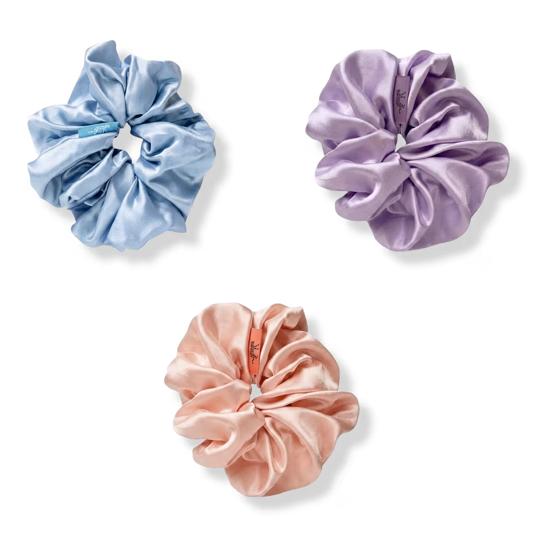 LINA LENNOX  Organic Silk Pastel Dreams Oversized Scrunchie Trio