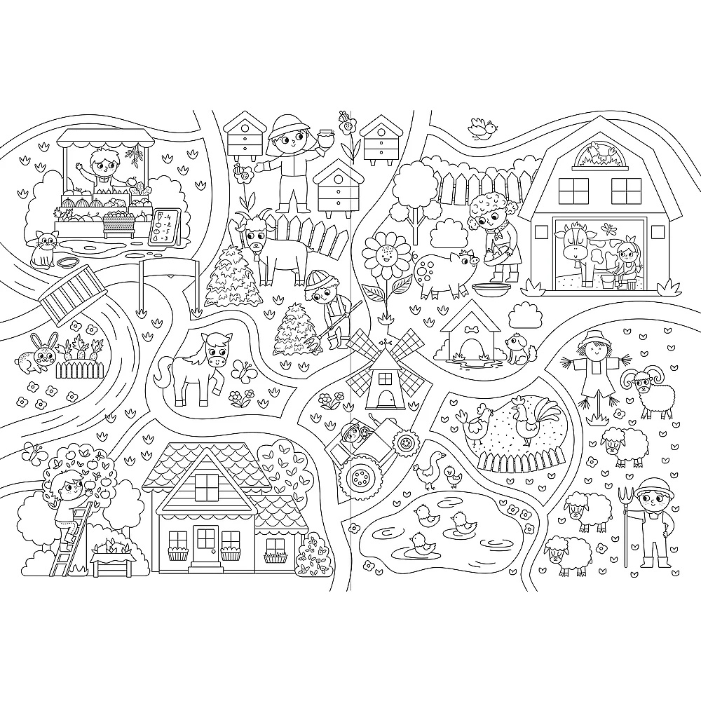 Książka Aktywizująca Zwierzęta Na Farmie, Kolorowanka