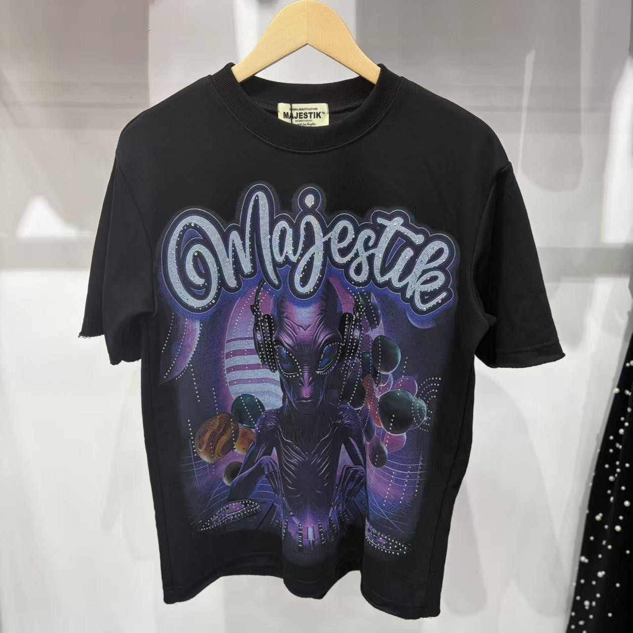 Purple alien planet meteorite print short-sleeved shirt