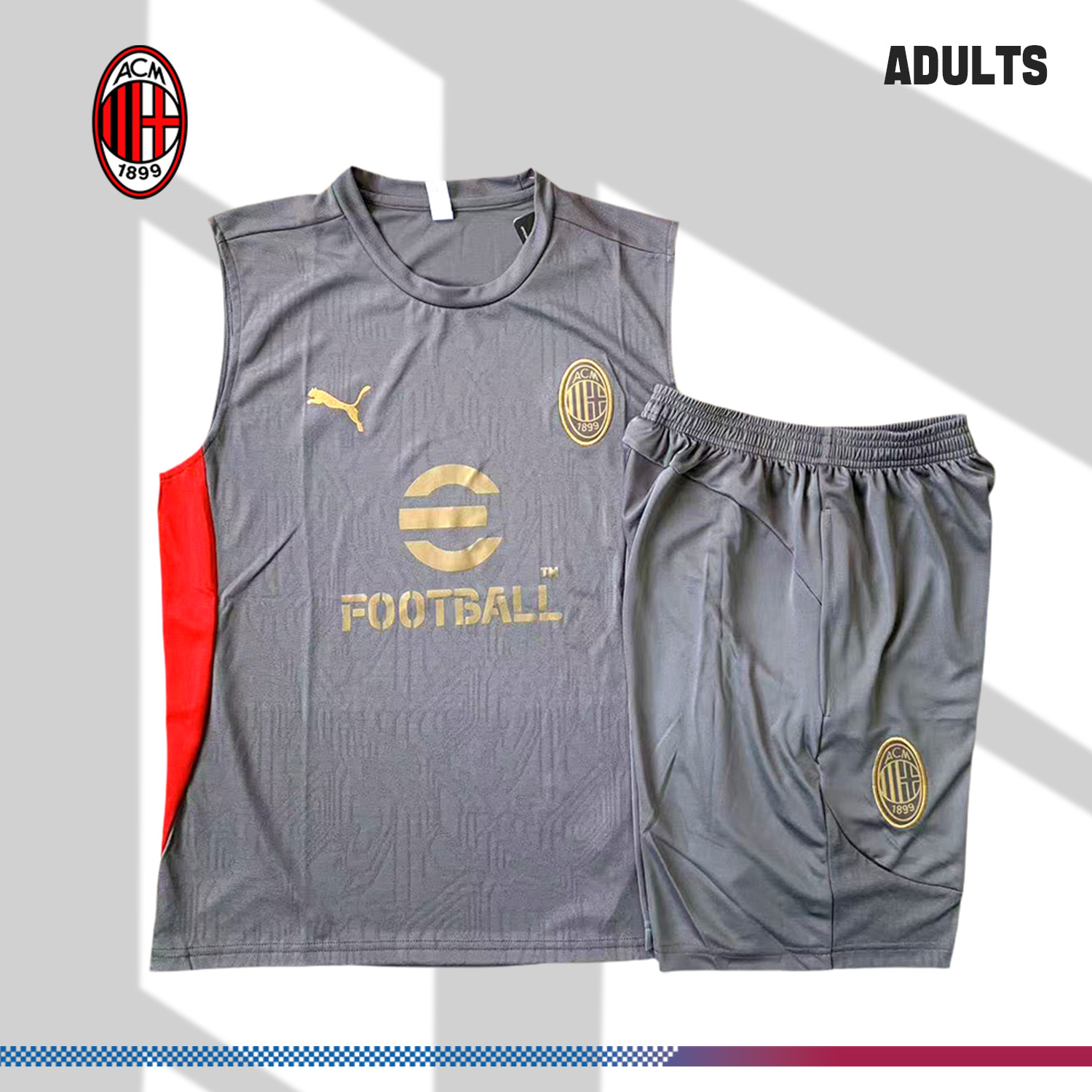 2024/2025 AC Milan Grey Adult Vest Training Wear (Adult kit)