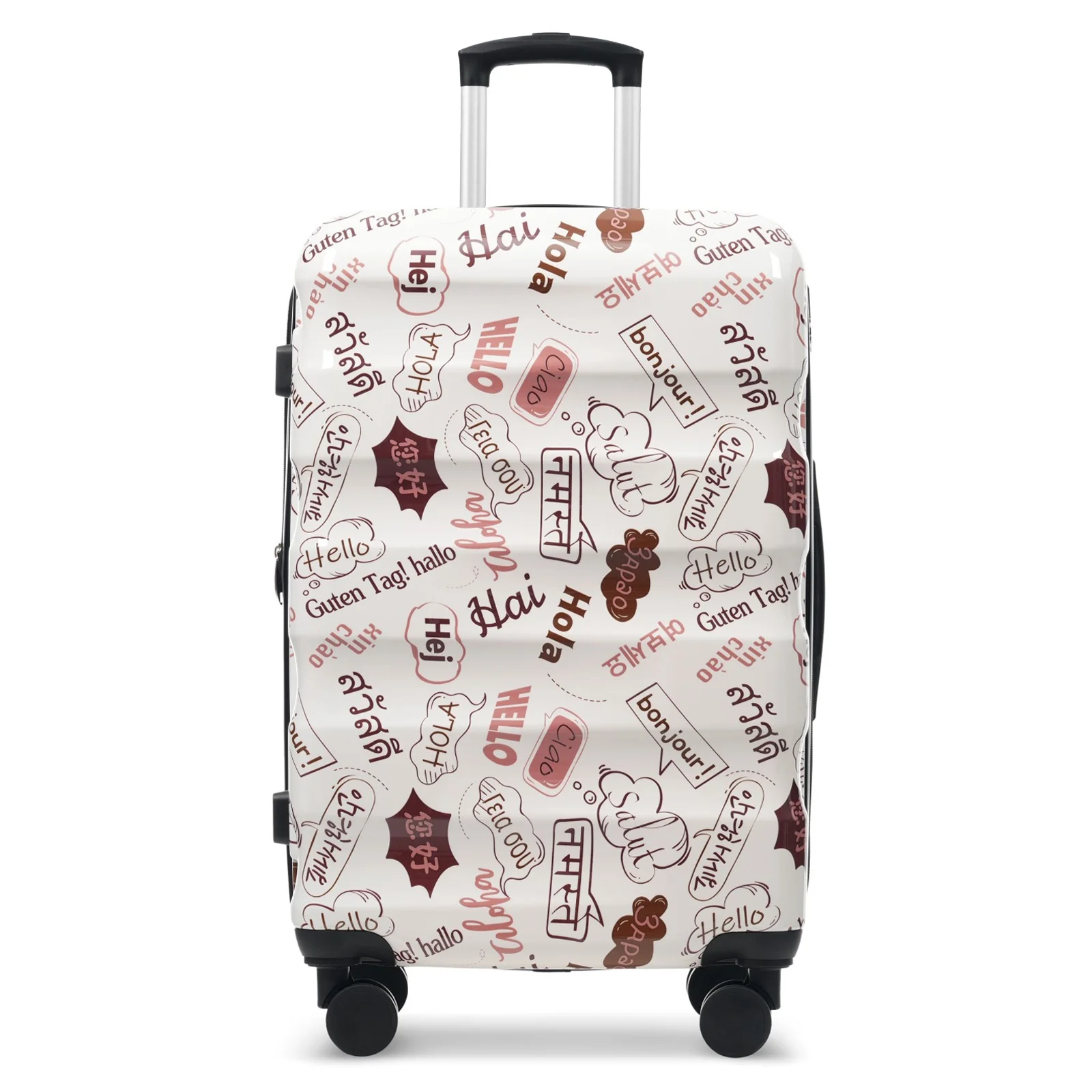 28 Inch Expandable Checked Luggage, Lightweight Glossy Hardshell Travel Suitcase with Spinner Wheels, TSA Lock