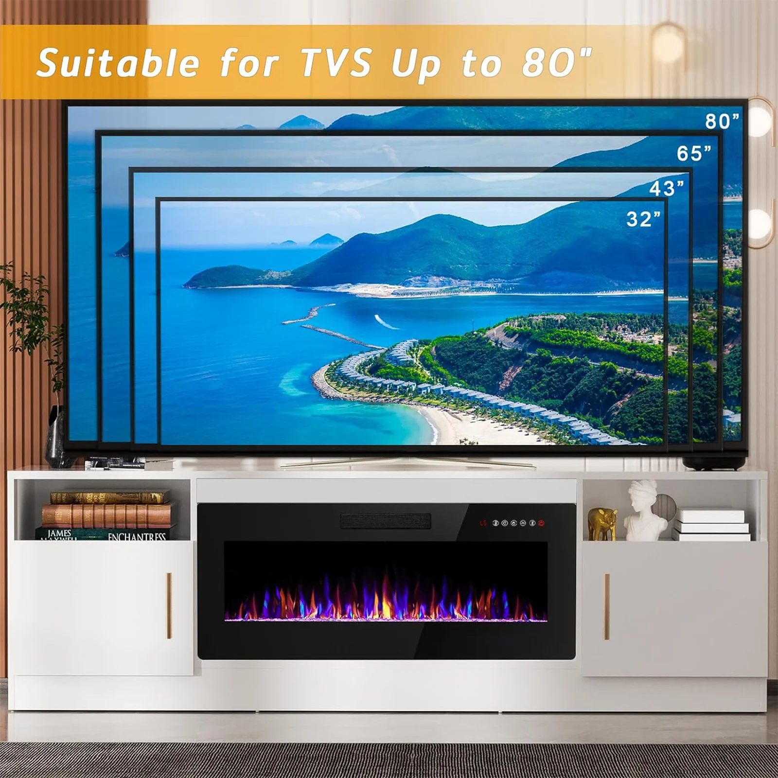 Waleaf Fireplace TV Stand with 36