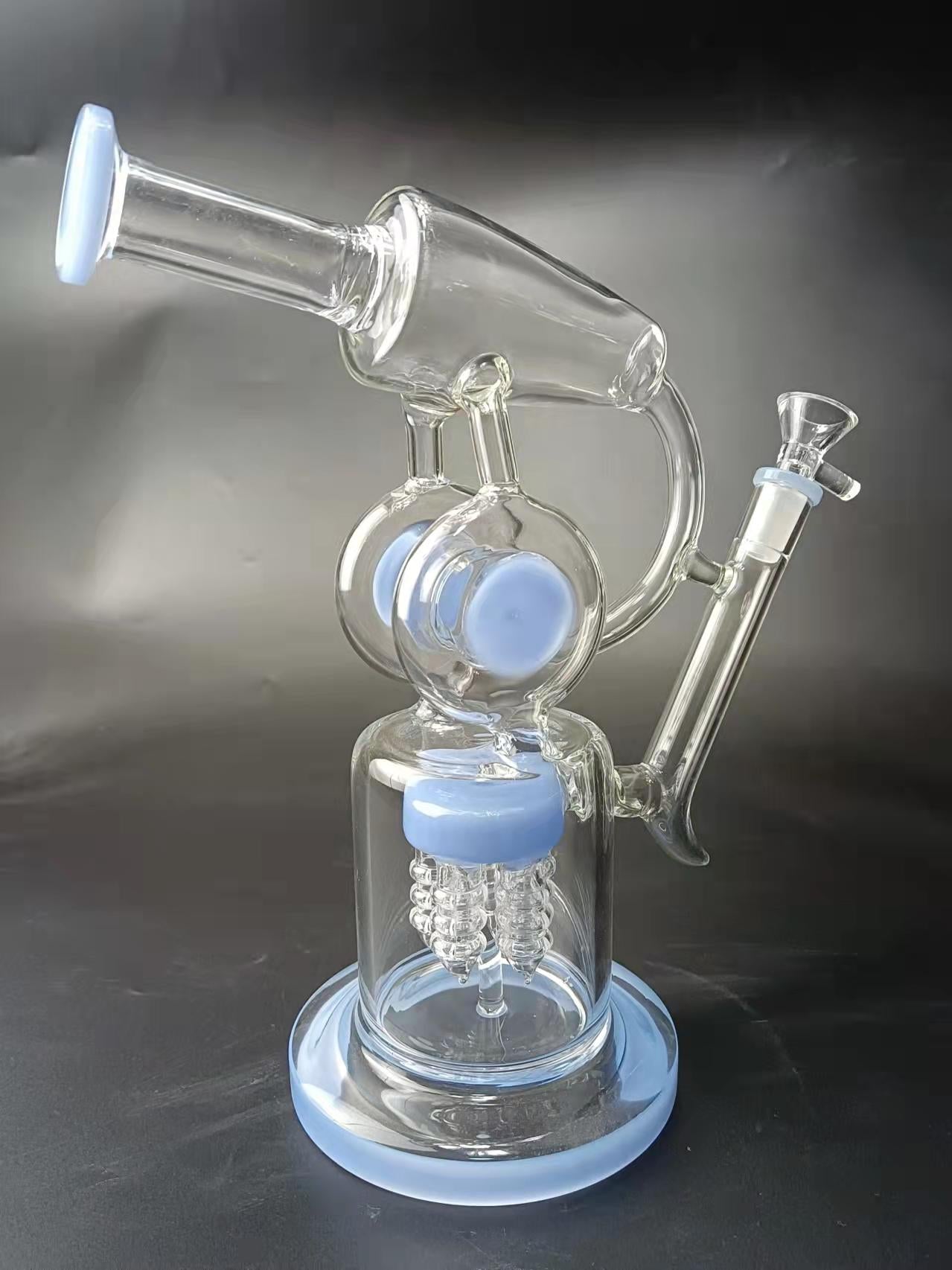 10 Gourd Percolator Three Chamber Glass Bong