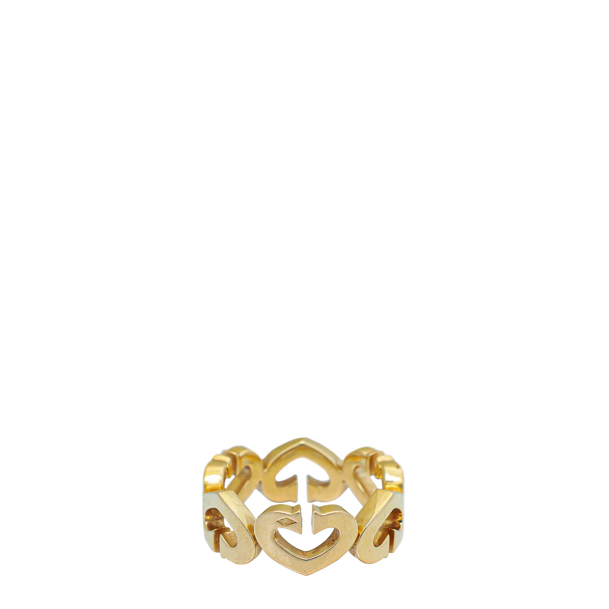 Cartier 18K Rose Gold Diamond C Heart Links Ring 53