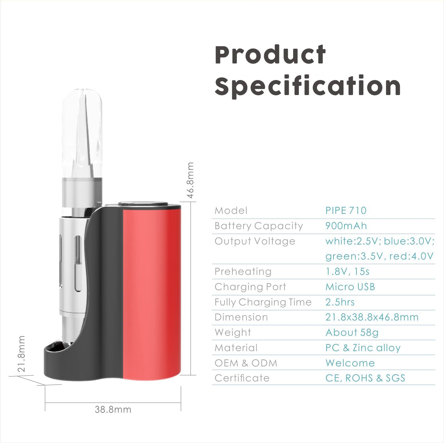 VAPMOD PIPE 710 Vape Mod Box