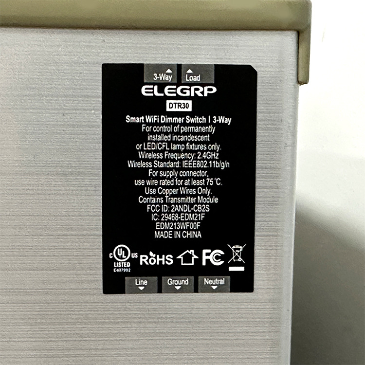 UL label, FCC certification, ROHS environmental label, black background with white text, white PET, high-temperature resistant, waterproof LED lighting label