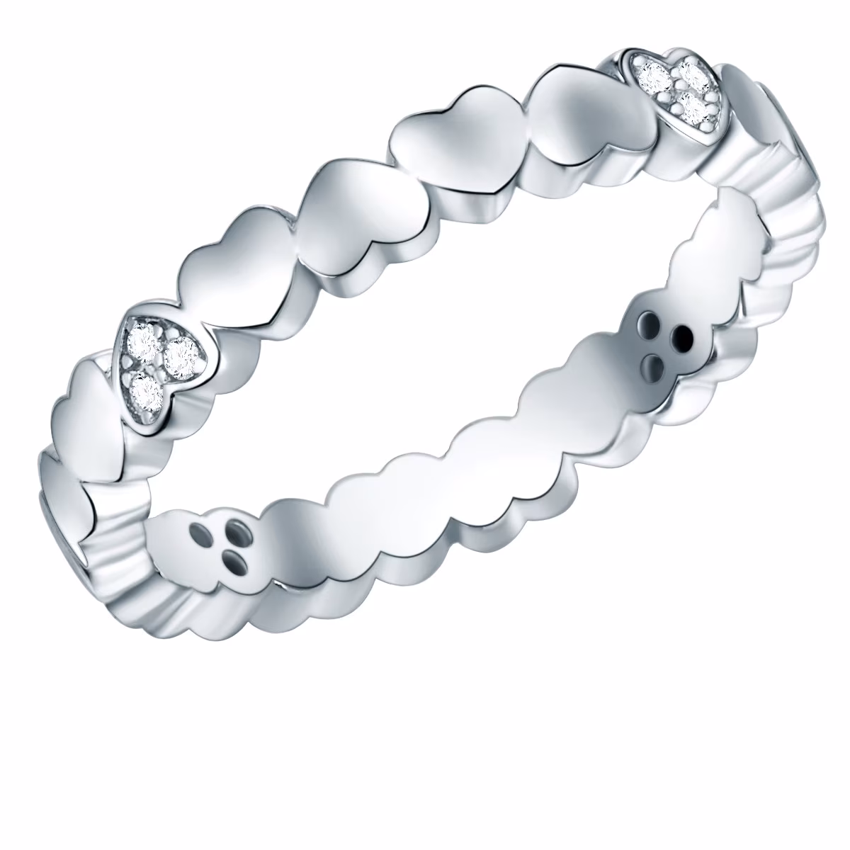 Ring Herz Sterling Silber Zirkonia in Silber