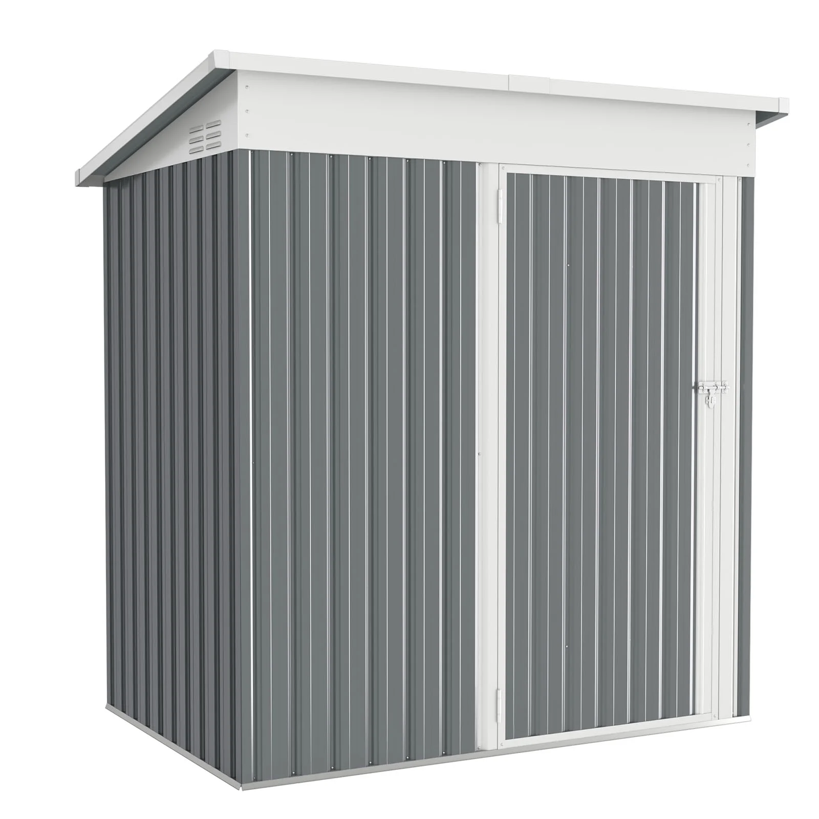 AECOJOY 5' x 3' Outdoor Metal Storage Shed with Lockable Door for Backyard in Dark Gray