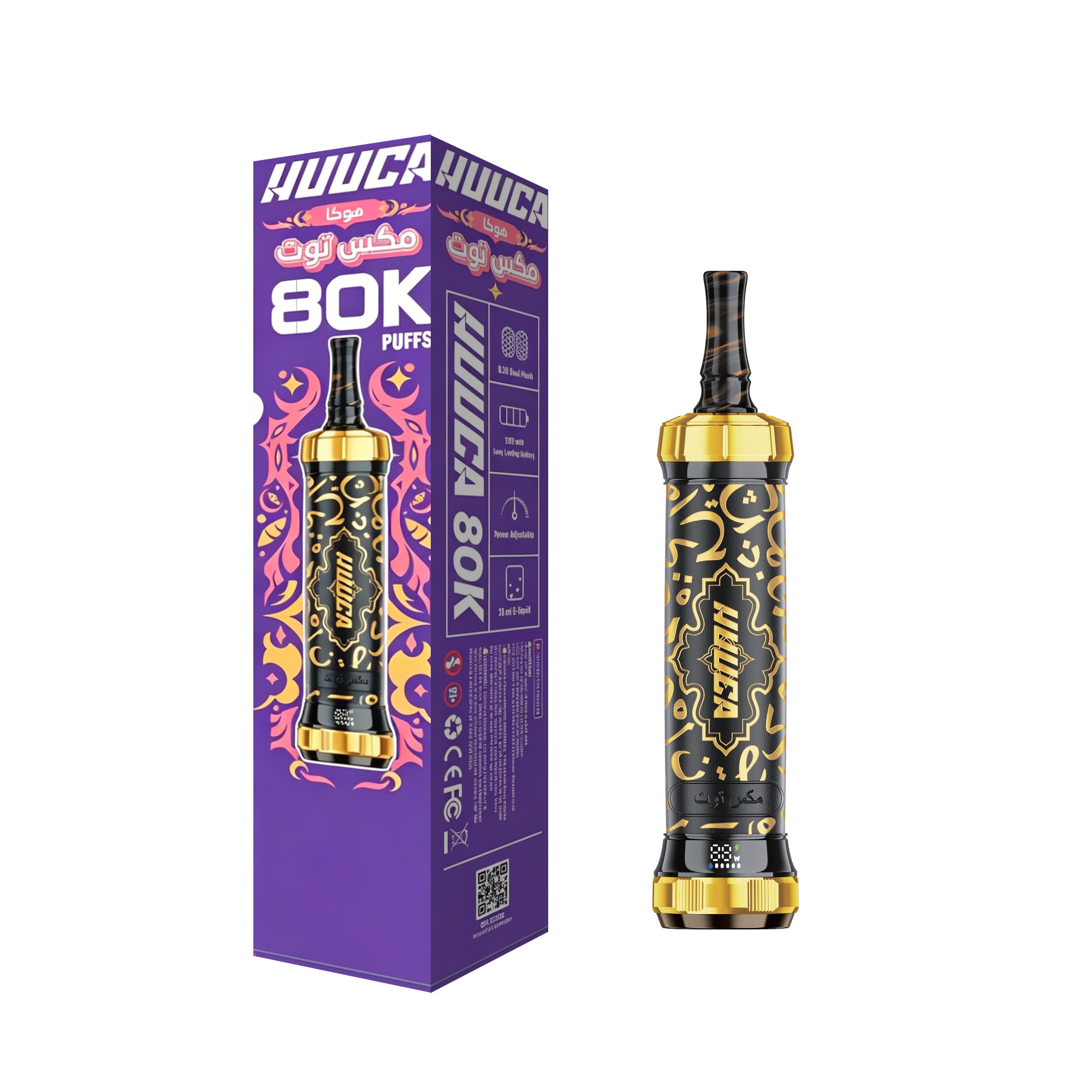 HUUCA 80K Puffs 3mg Rechargeable DTL Hookah Pen