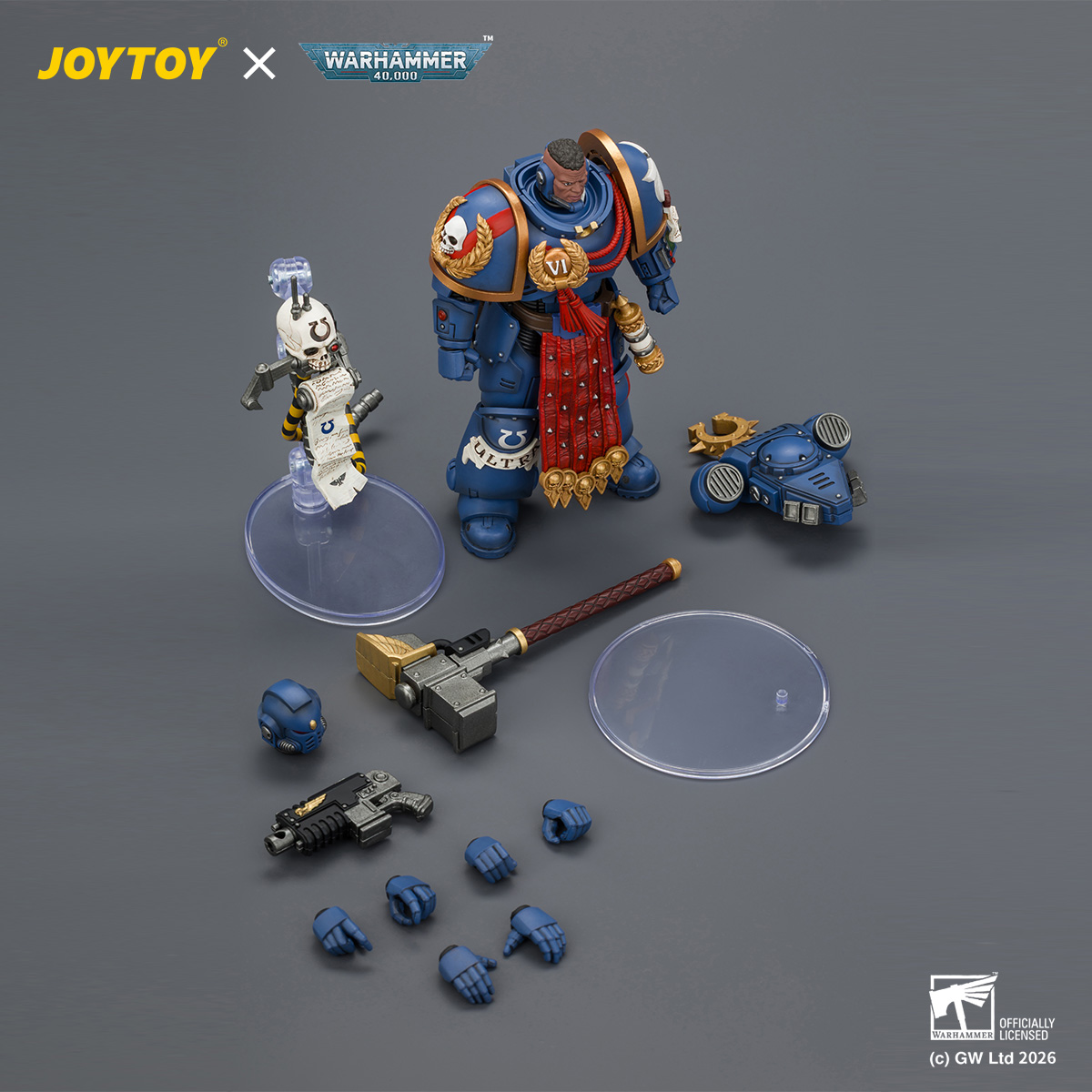 JOYTOY JT04889 Warhammer 40k 1:18 Ultramarines Ferren Areios with Thunder Hammer and Bolt Pistol - JOYTOY WORLD