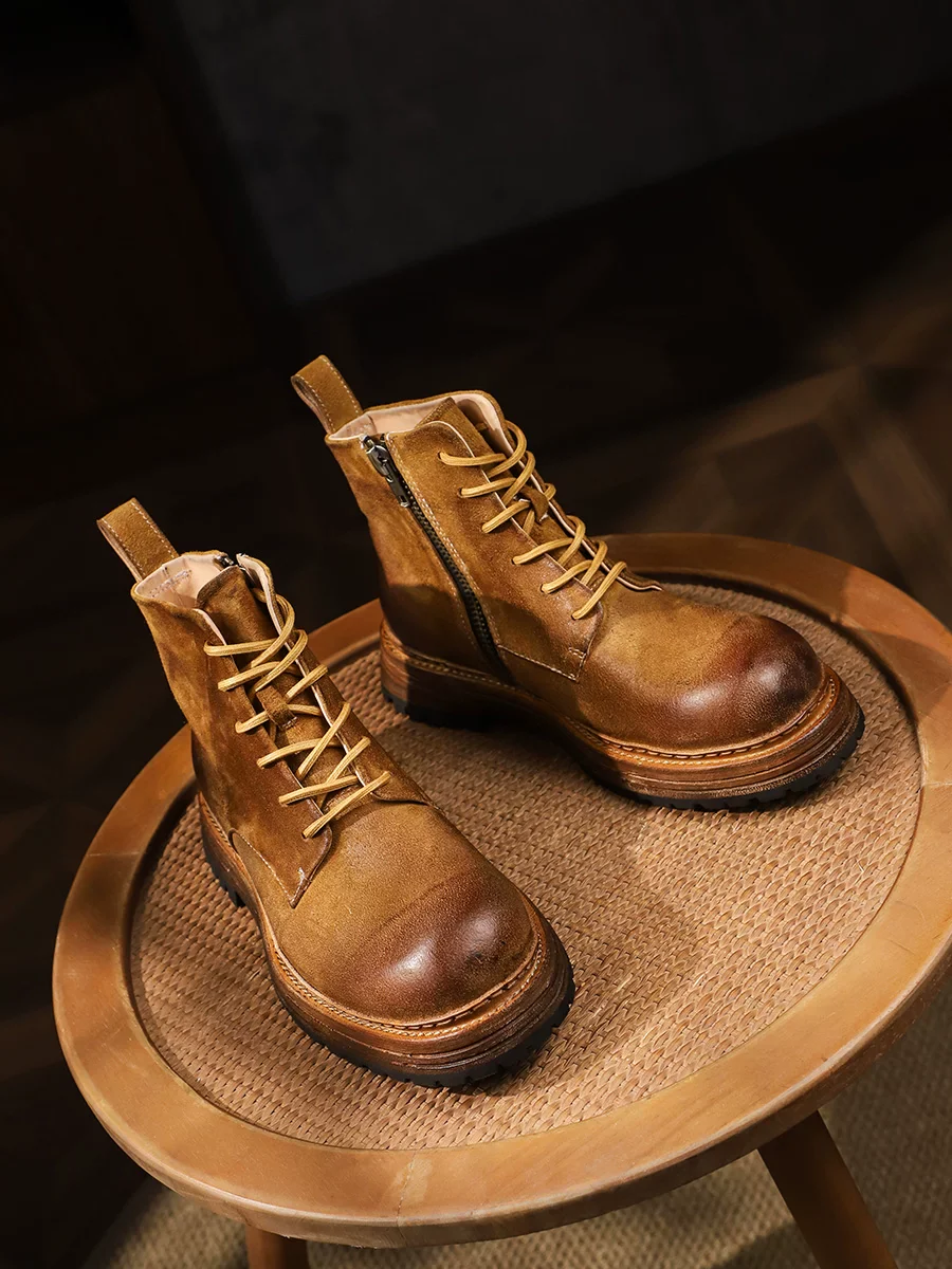 Handmade retro washed horse leather anti-Martin boots
