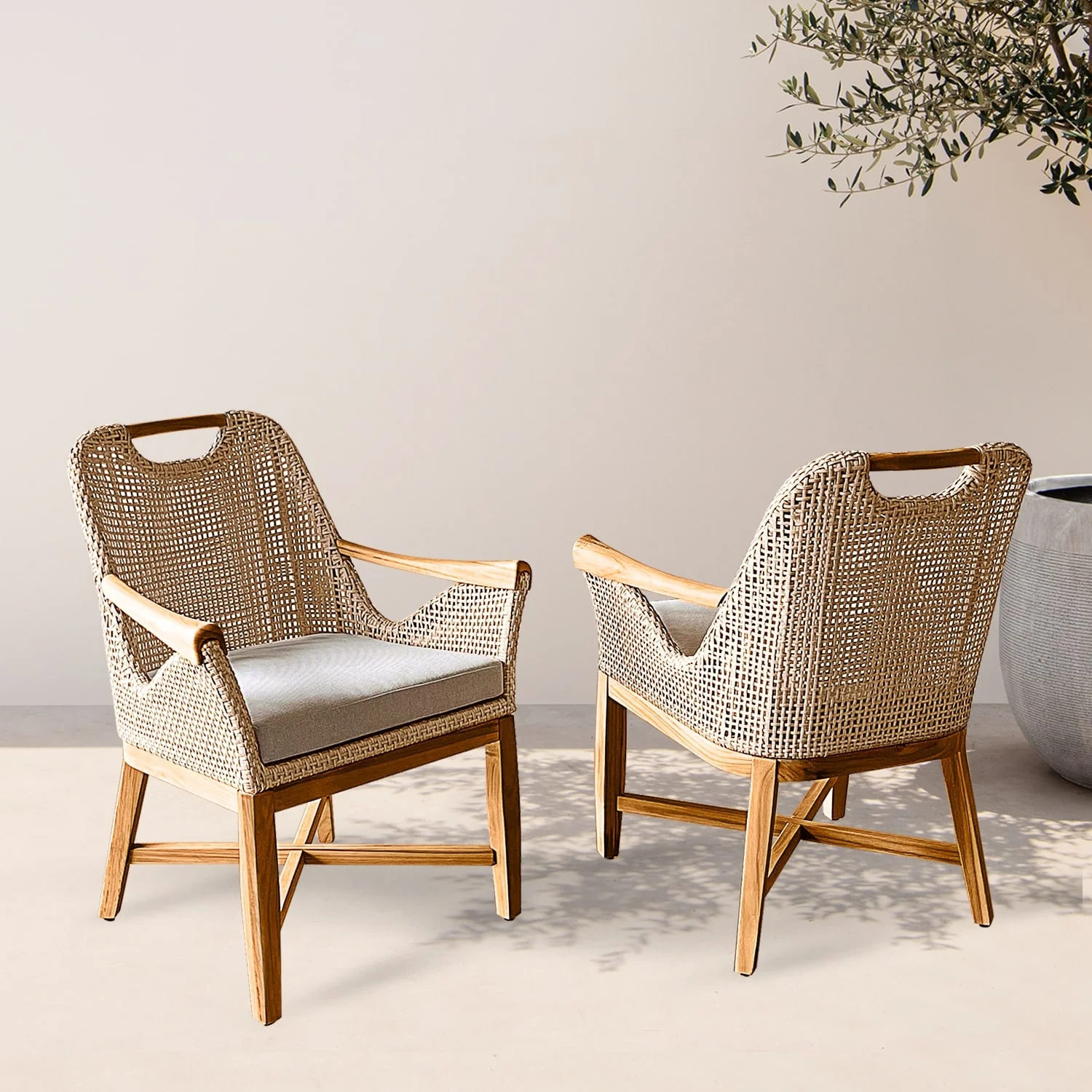 Cambridge Casual  Sydney 2-piece Teak Wood Outdoor Dining Armchair