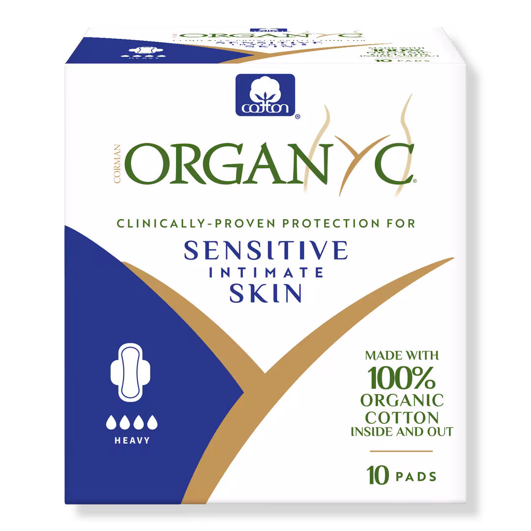 Organyc  100% Certified Organic Cotton Inside and Out Feminine Pads, Heavy Flow