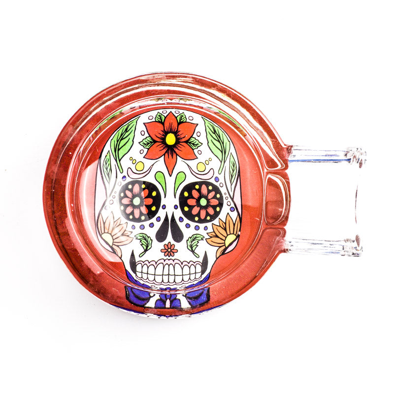 Day of Dead Skull Glass Ashtray (Random Pattern)