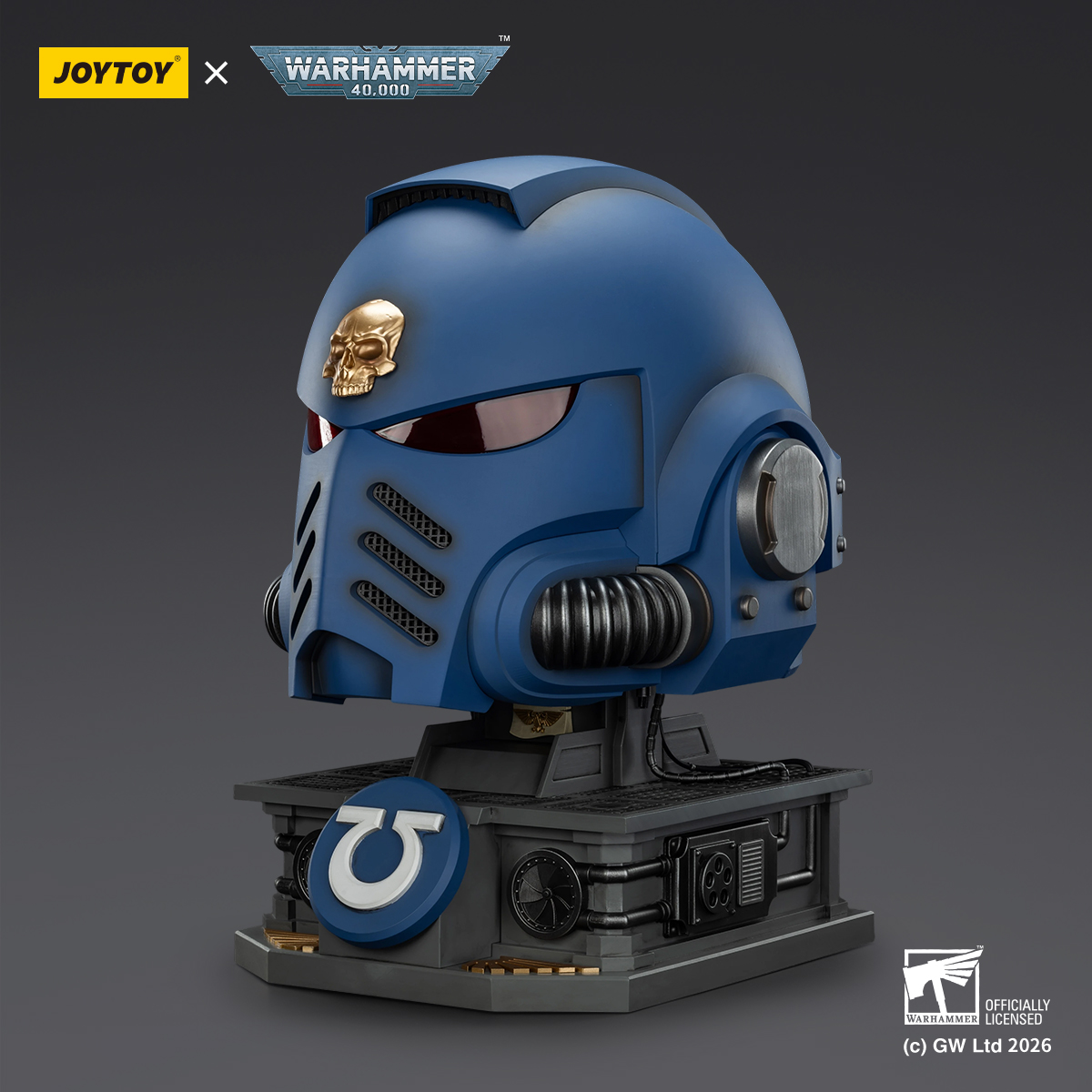 JOYTOY Warhammer 40k 1: 1 Ultramarines Captain MkX Helmet & Display Stand - JOYTOY WORLD