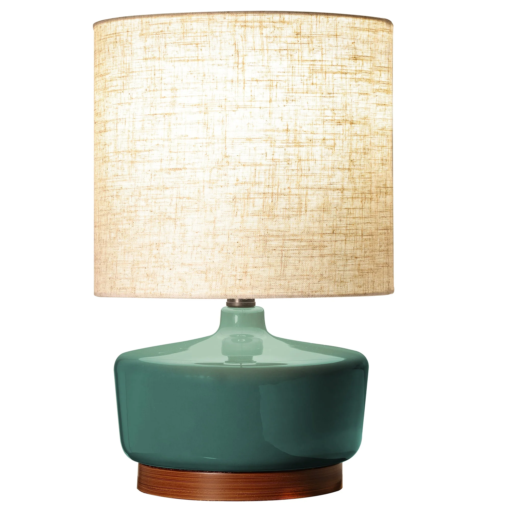 Better Homes & Gardens Modern Mid-Century Ceramic Table Lamp with Wood Base, 17"H