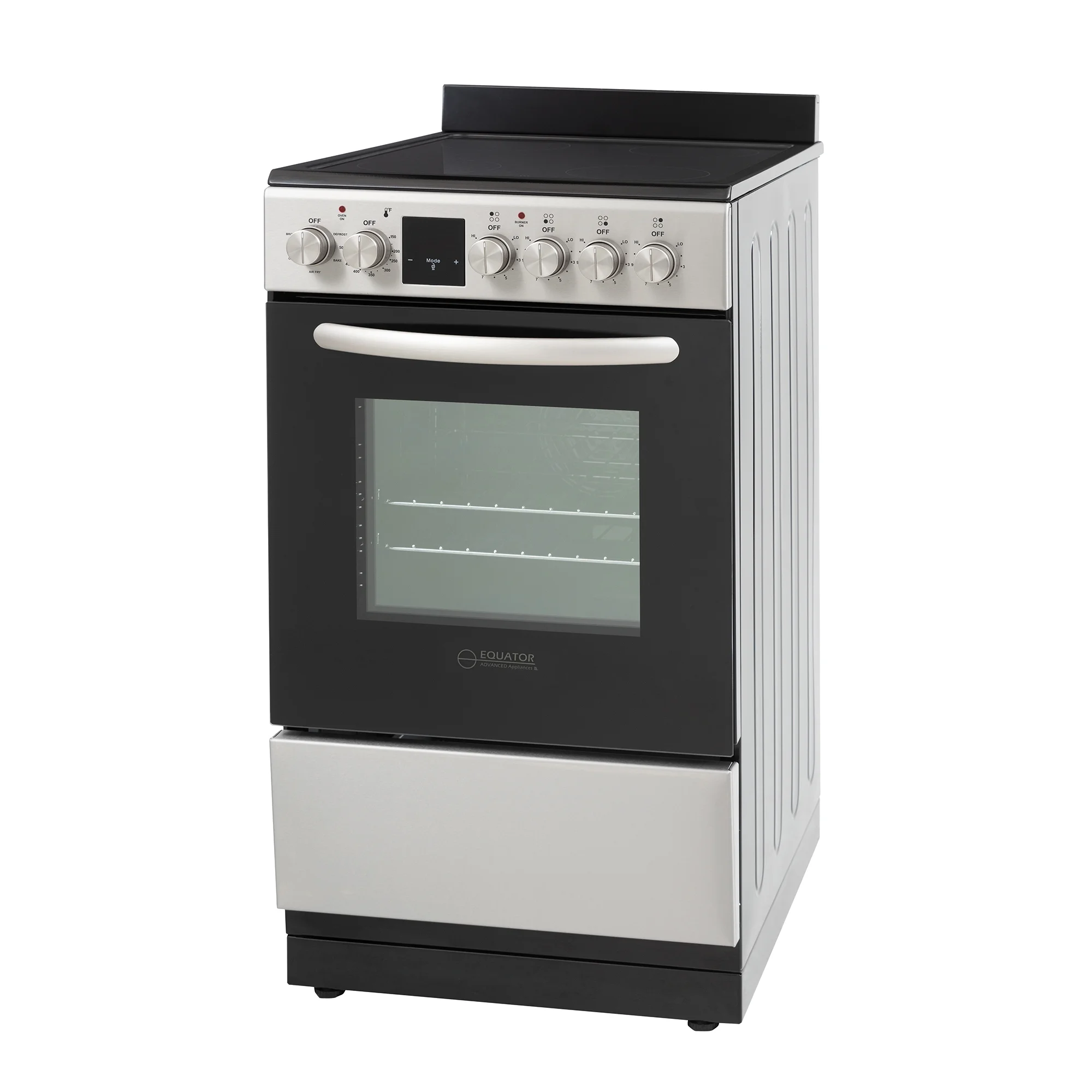 Equator 20" Electric Cooking Range 4 Ceramic Burner CONVECTION OVEN+AIR FRYER SS