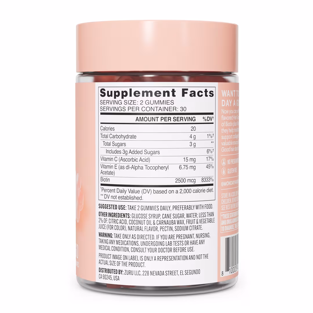 MONDAY Haircare  Hair Gummies with Biotin & Vitamin C+E For Thicker Stronger Hair