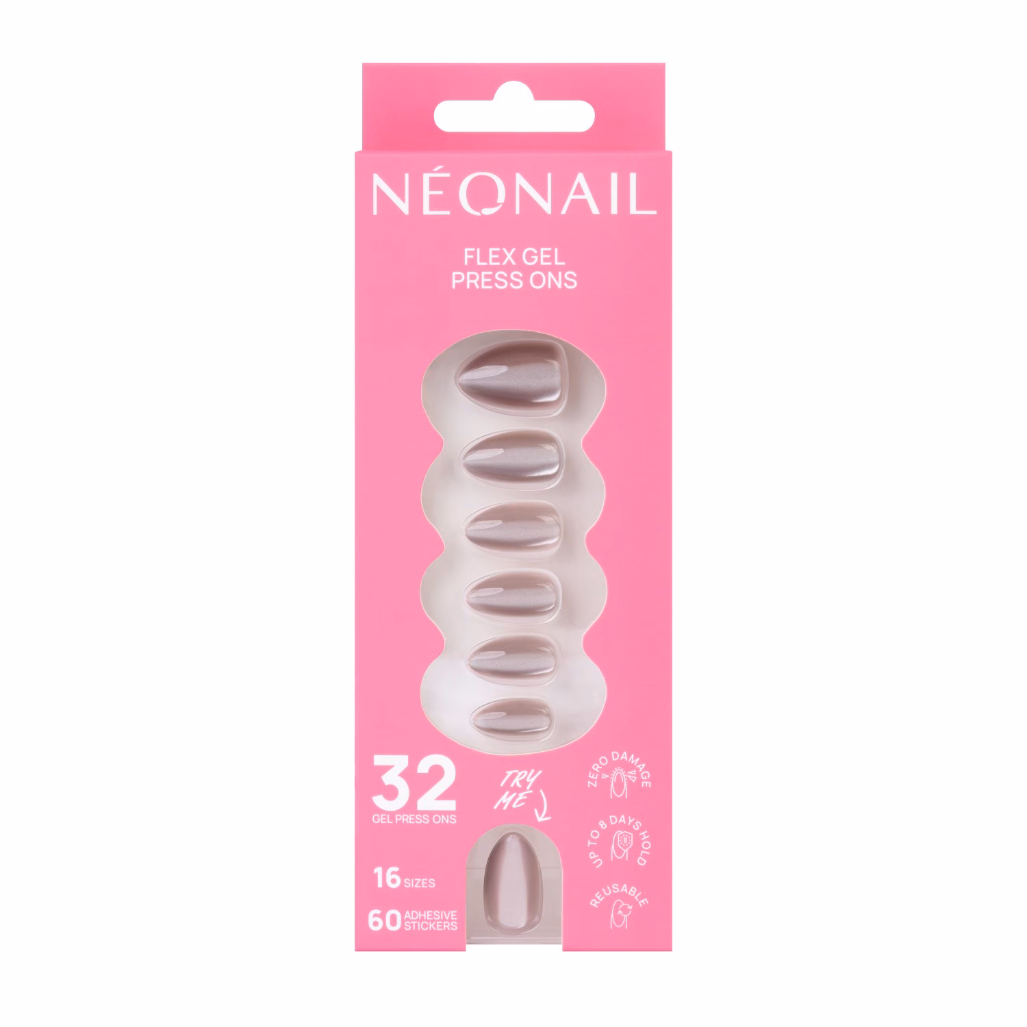 Flex Gel Press Ons 32 Stk - Blush Cateye Medium Almond