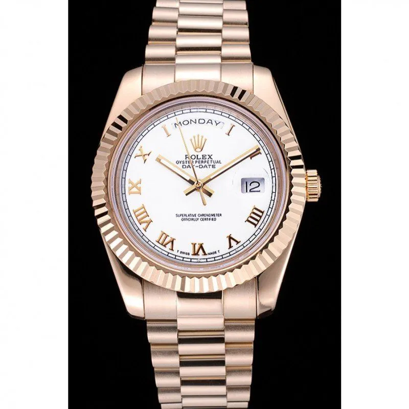 Rolex Day-Date White Dial Gold Bracelet 622546