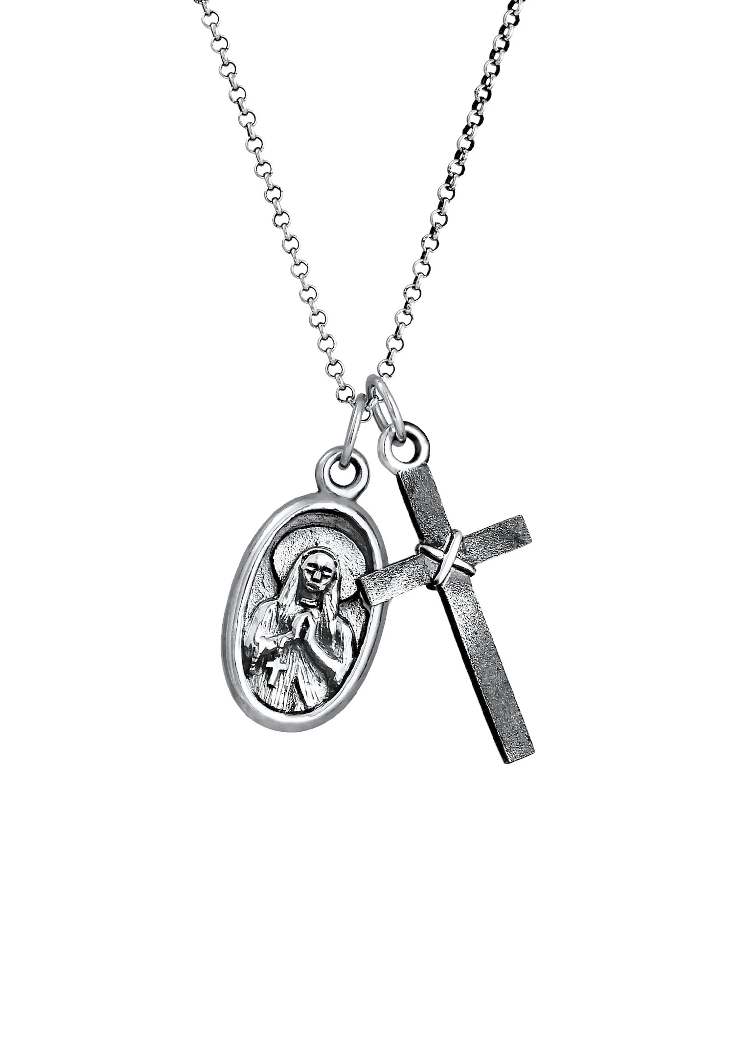 Herren Marienbild Kreuz Religion Glaube 925 Silber