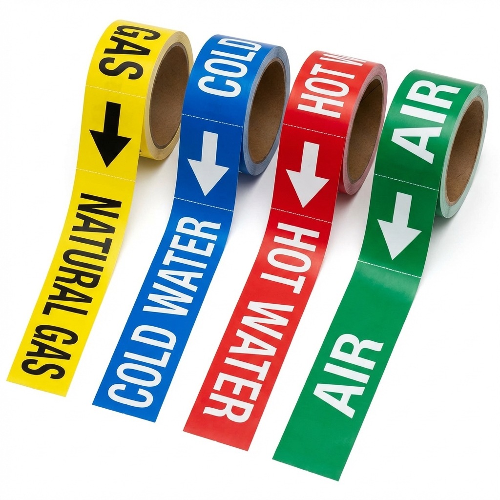 Industrial pipeline marking stickers, national standard pipeline flow direction indicator stickers, arrow labels, reflective film, color rings, waterproof and self-adhesive