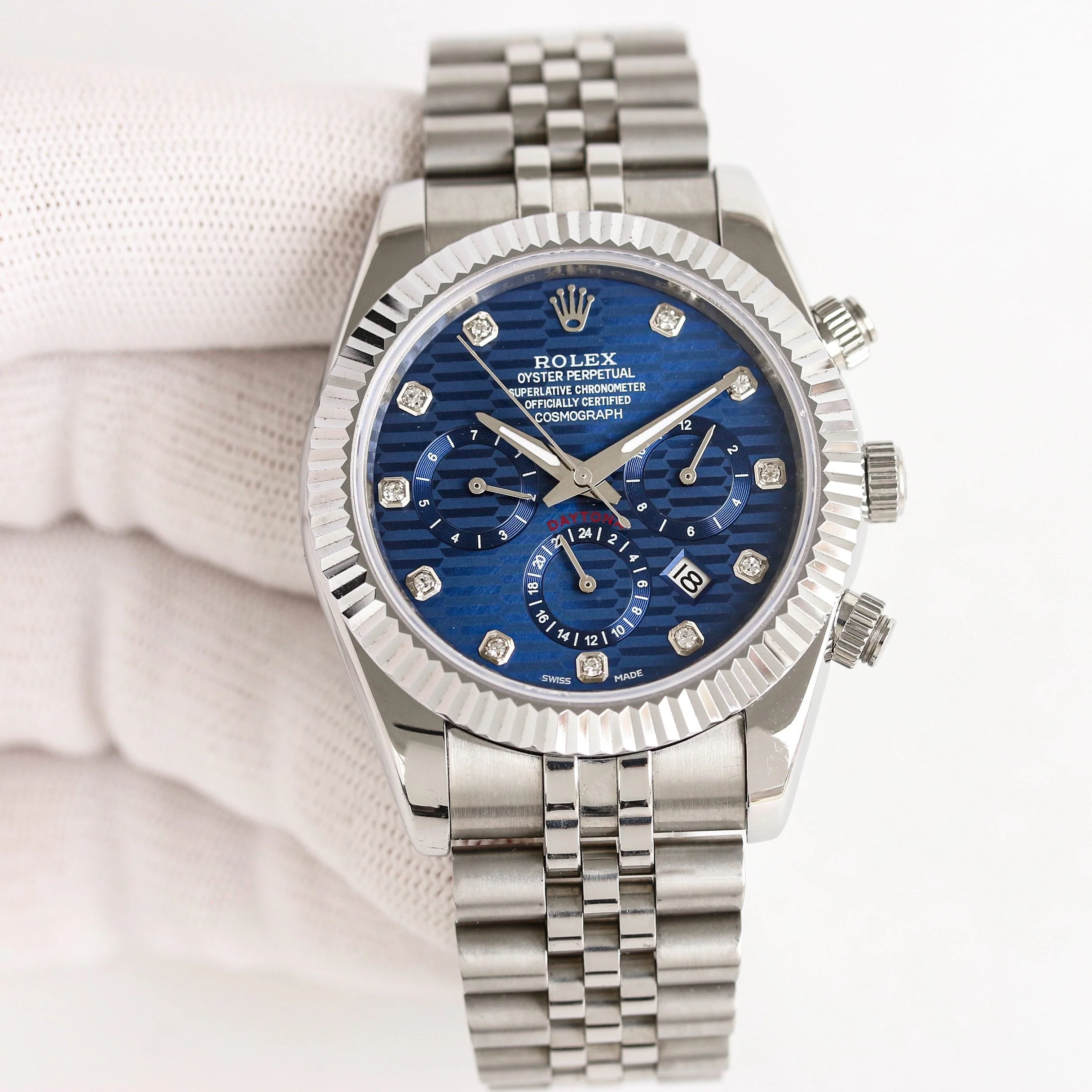 Rolex Watch Daytona 41mm Silver Green Blue