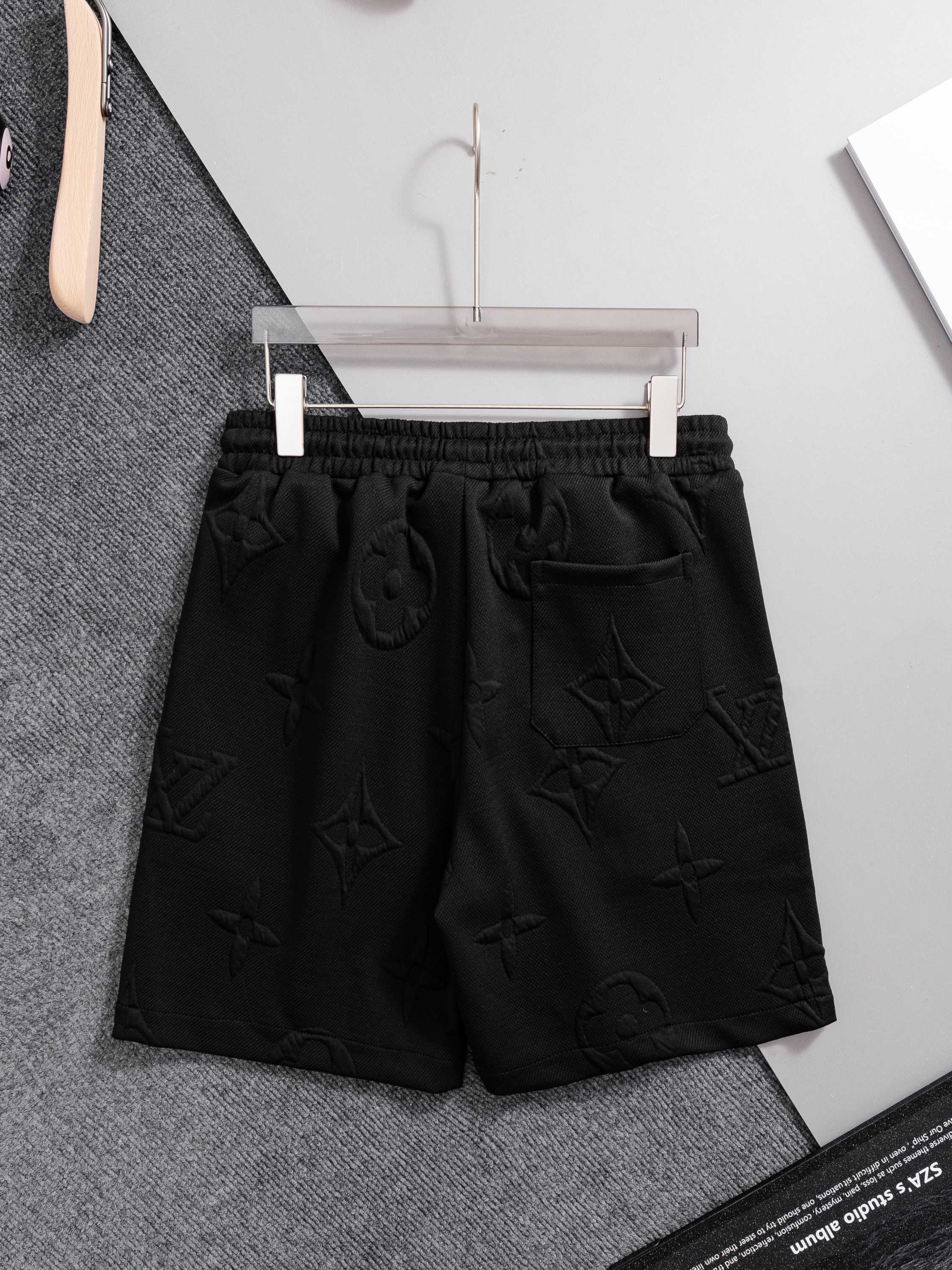 LV Style 3D Monogram Embossed Sweat Shorts