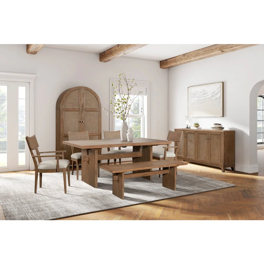 Coastal Arch shaped Bar Cabinet Dining Cabinet Fully Assembled Brown Wood