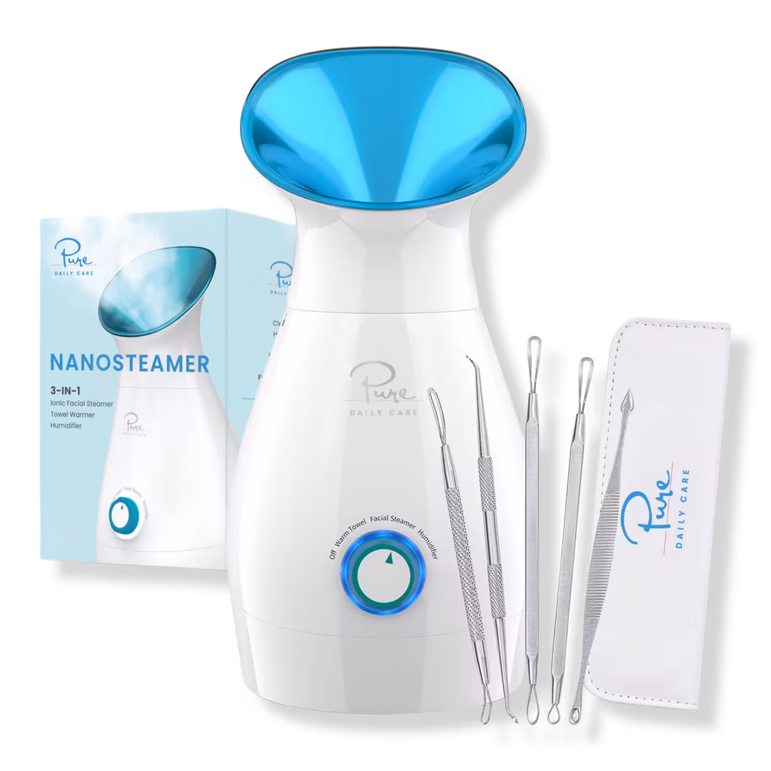 Pure Daily Care  Nano Steamer 3-in-1 Facial Steamer, Humidifier, Towel Warmer with 5-Piece Skin Kit