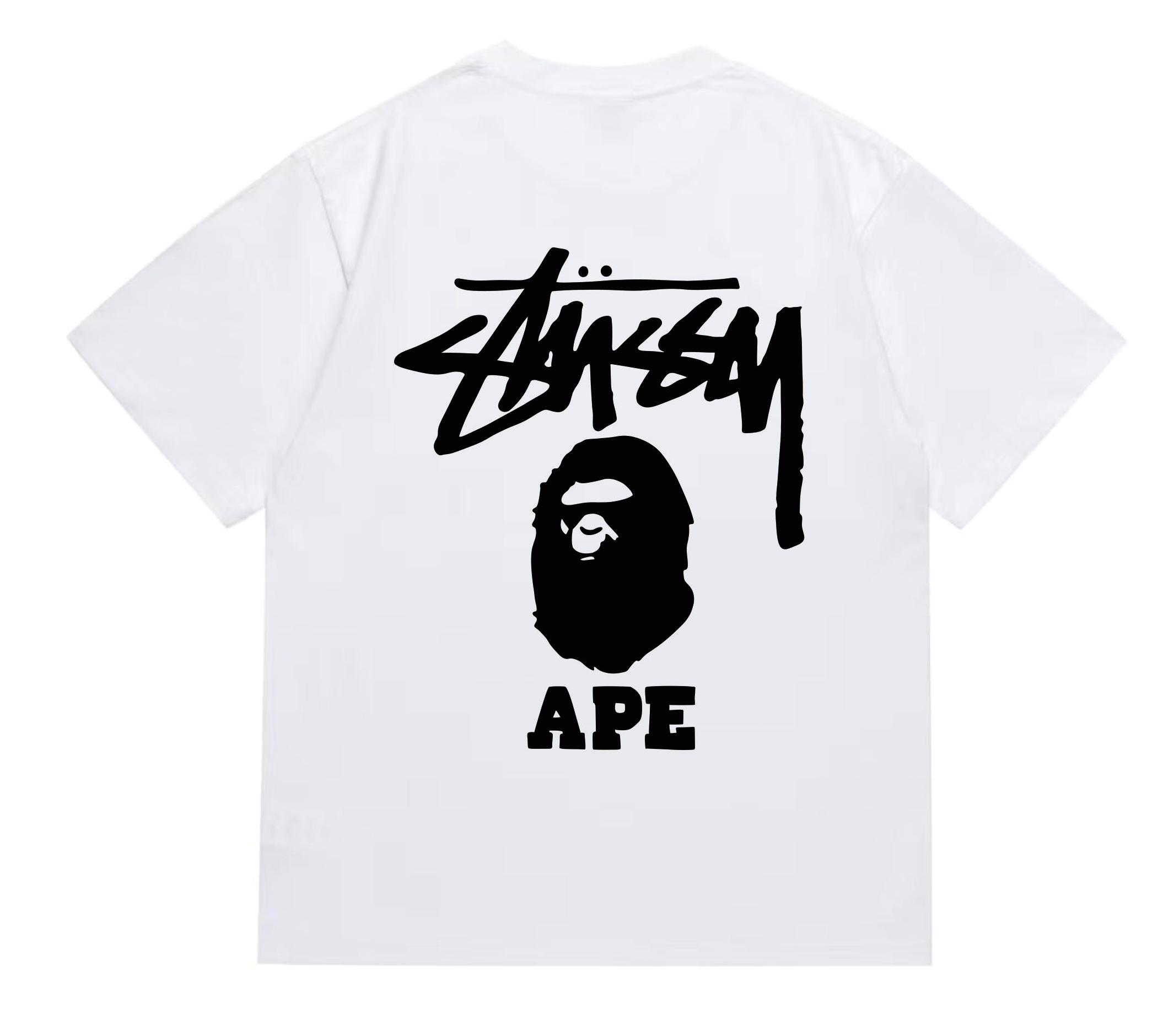 White minimalist graffiti logo short-sleeved shirt