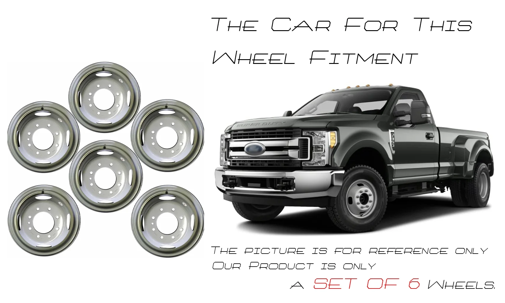 Set of 6 New 16" Dually Steel Wheels For 1999-2004 Ford F350SD DRW Super-Duty OEM Design Rim
