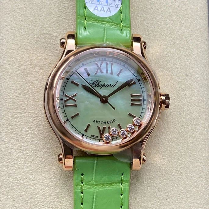 Chopard Watch Happy Diamonds 30mm Pink Gold Green Dial