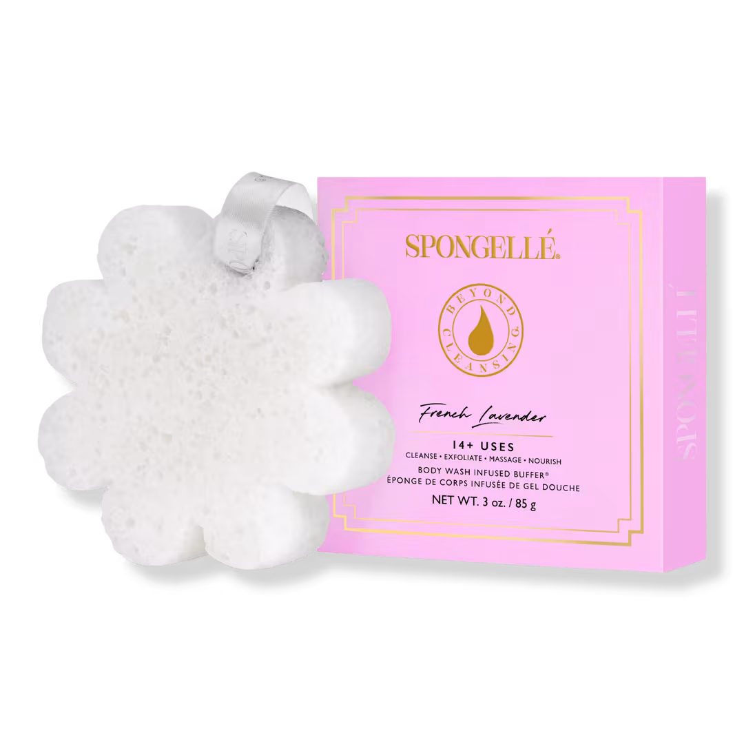SPONGELLE  French Lavender Boxed Flower Body Buffer | Body Wash Infused Buffer
