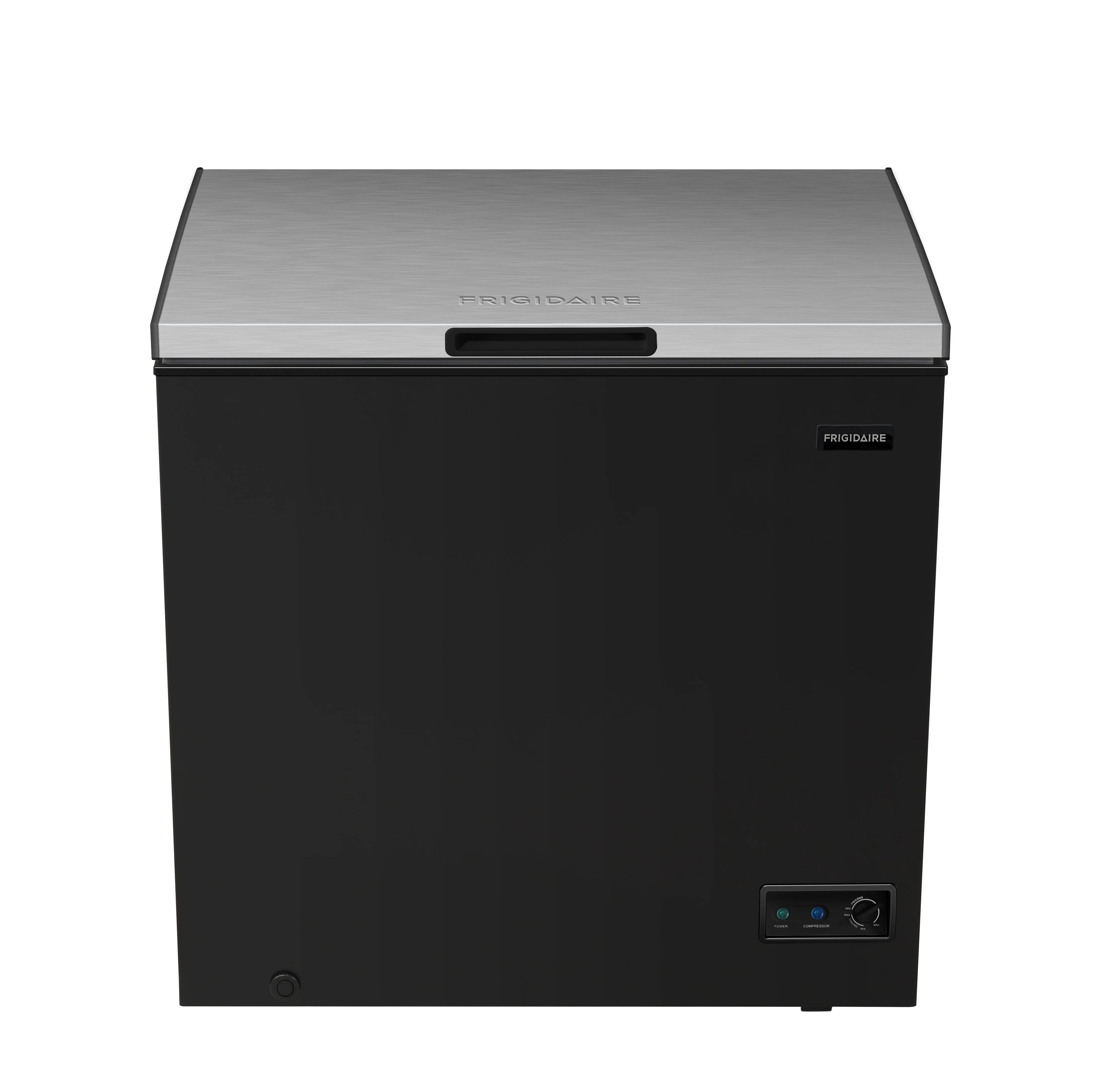 Frigidaire 7.0 CU FT Chest Freezer, Garage Ready, Stainless Steel Lid, Black