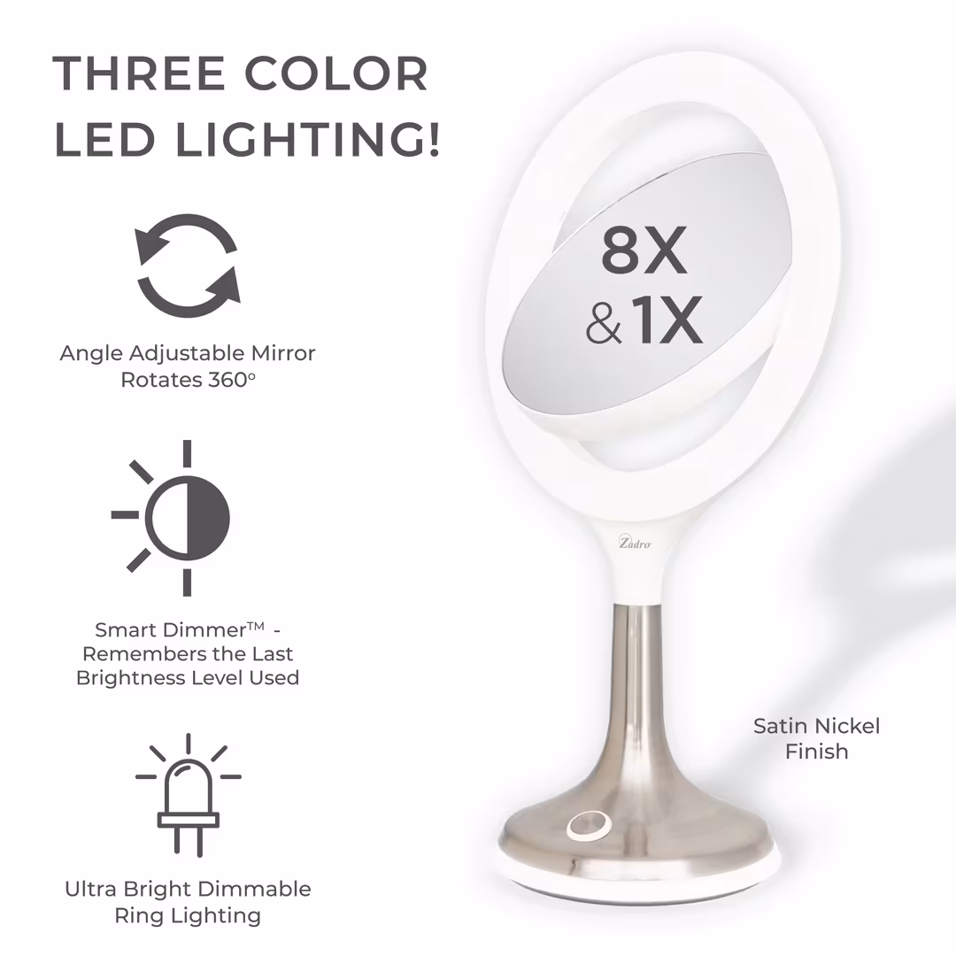 Zadro  Solana, LED Lighted Makeup Mirror with 8X/1X, Touch Control
