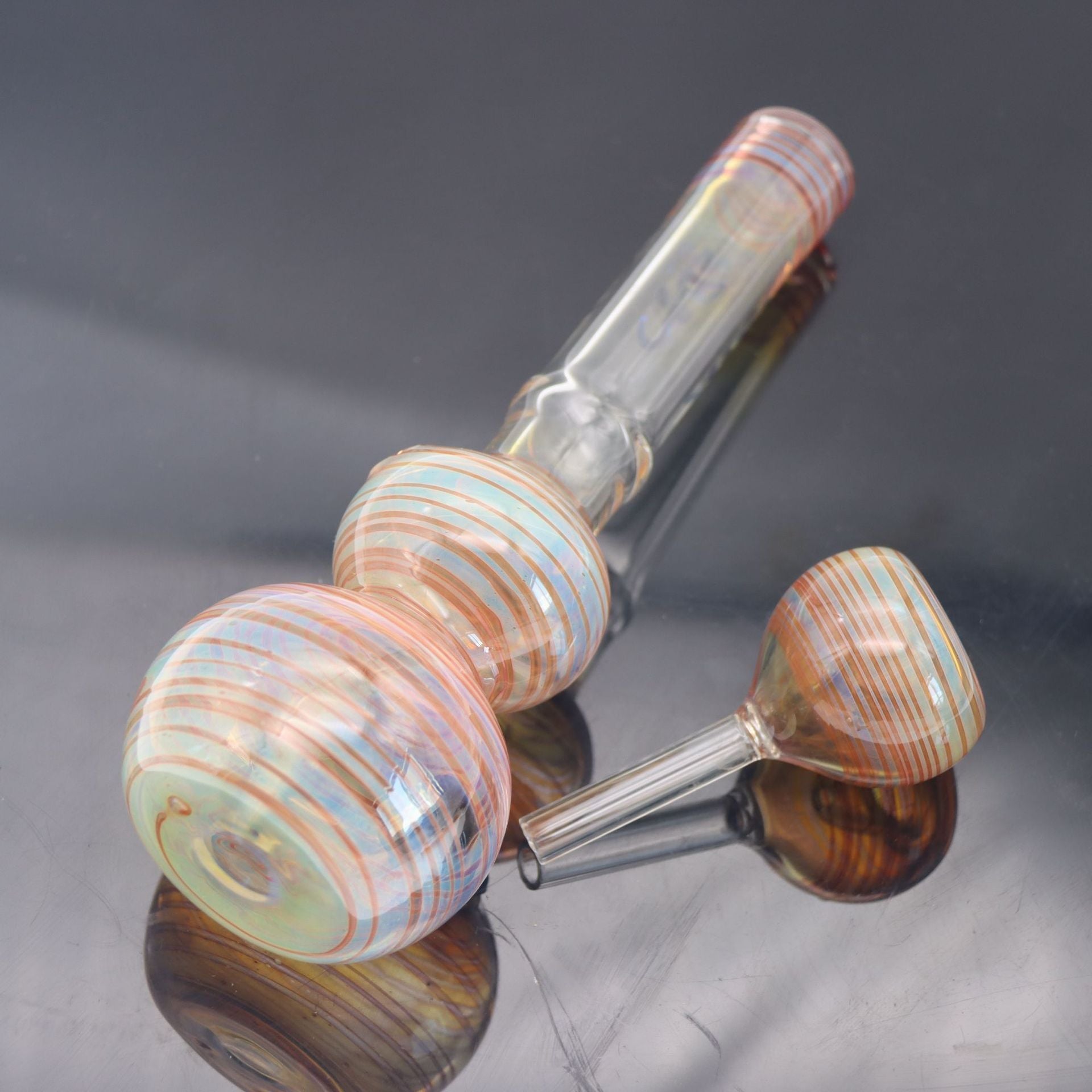 7 Fumed Glass Bubble Base Bong