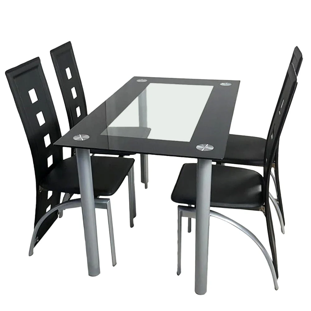Wilitto 110cm Dining Table Tempered Glass Dining Table(only table)
