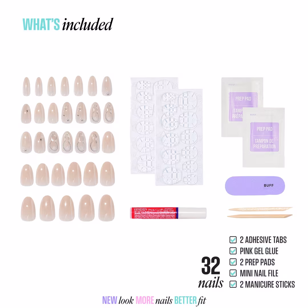 Kiss  Icon Premium Medium Almond Press On Nails, Terrific