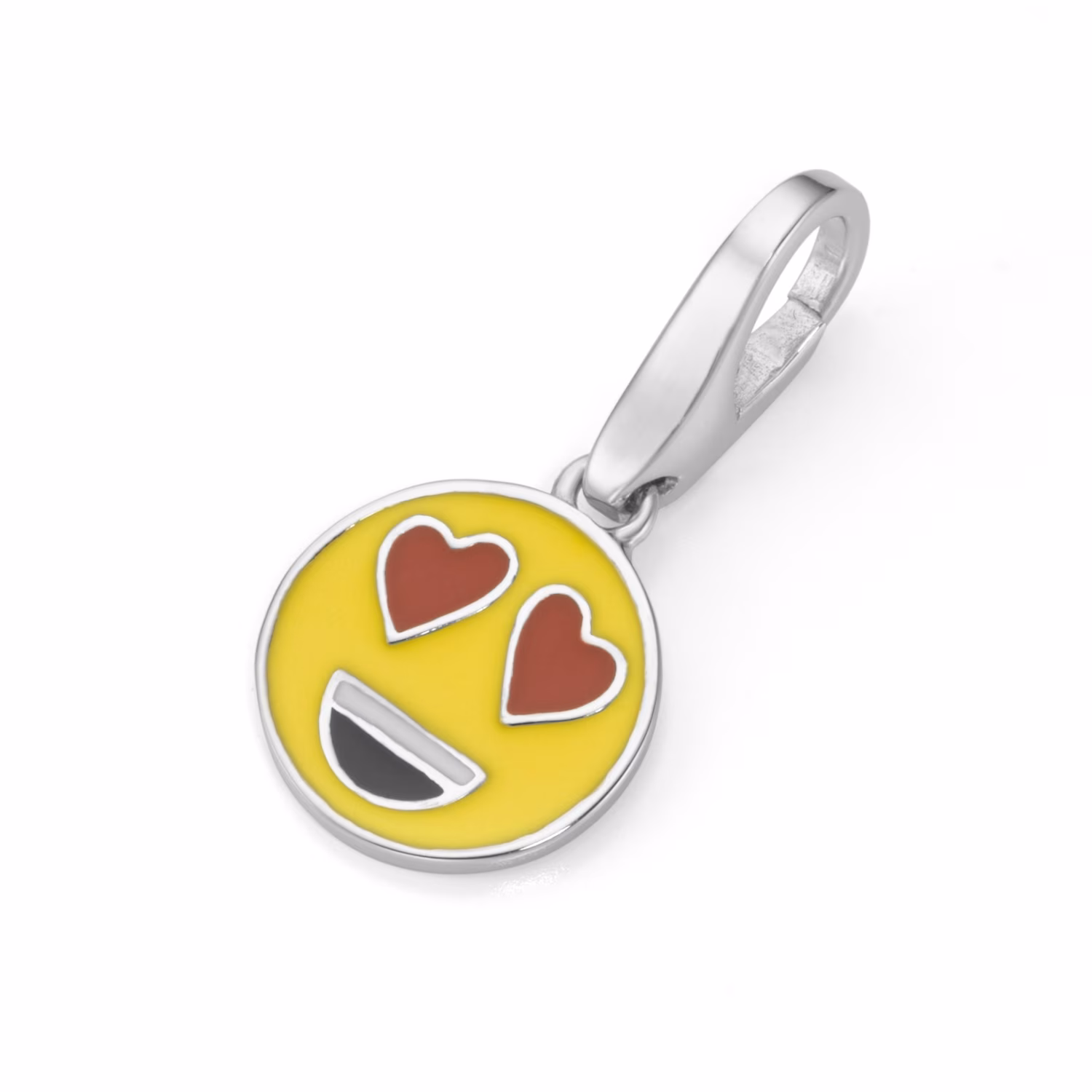 Charm Smiley mit Herzen als Augen, Silber 925