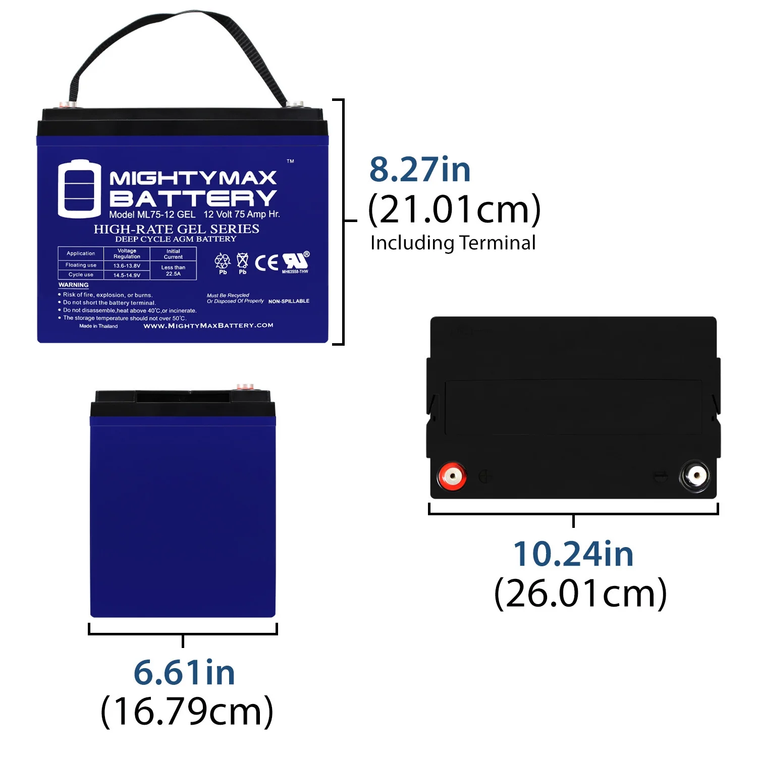 12V 75AH GEL Replacement Battery for GRP 24 Scooter Wheelchair